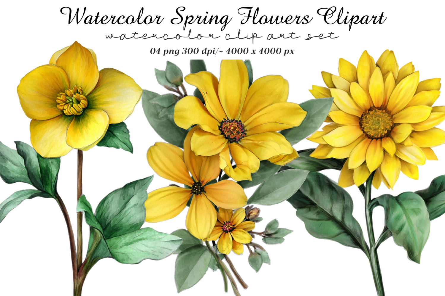 Watercolor Spring Flowers Clipart product image 1