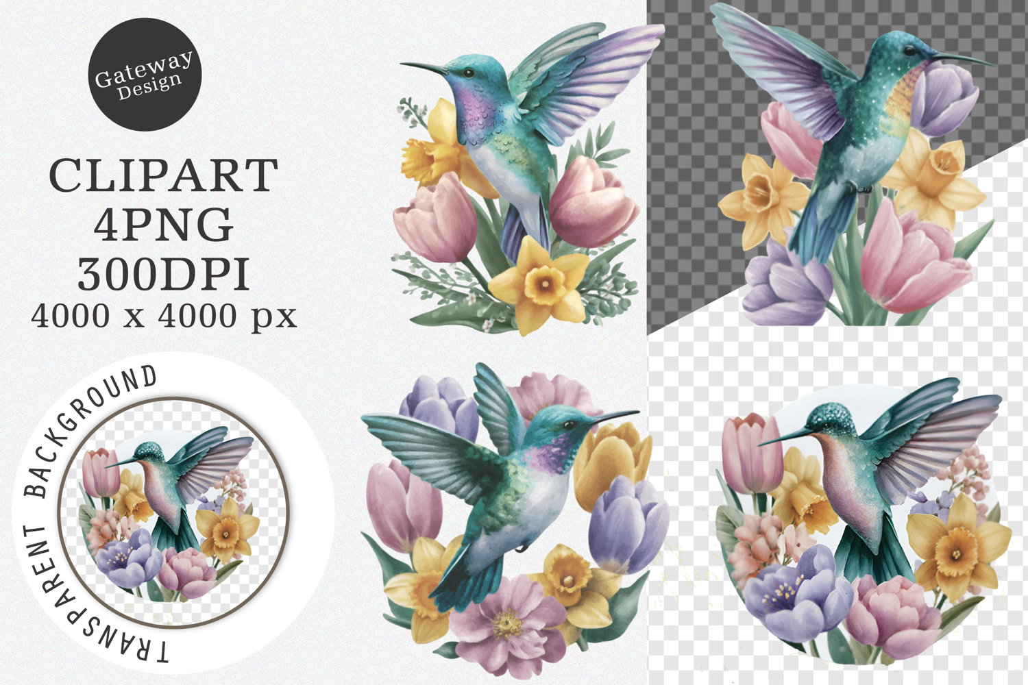 Watercolor spring flowers clipart - Spring flowers Png product image 1