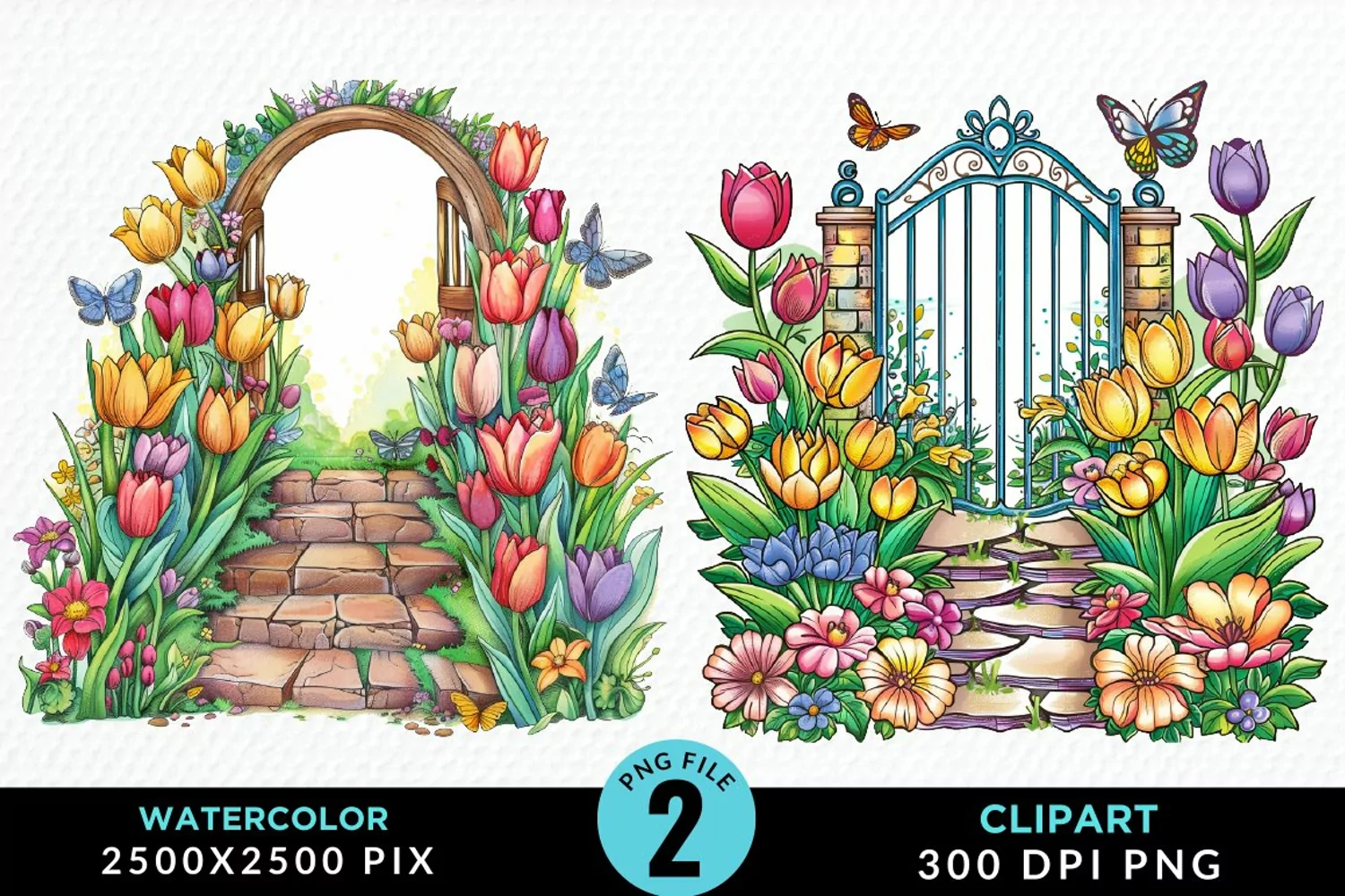 Watercolor Spring Garden Image Clipart product image 1