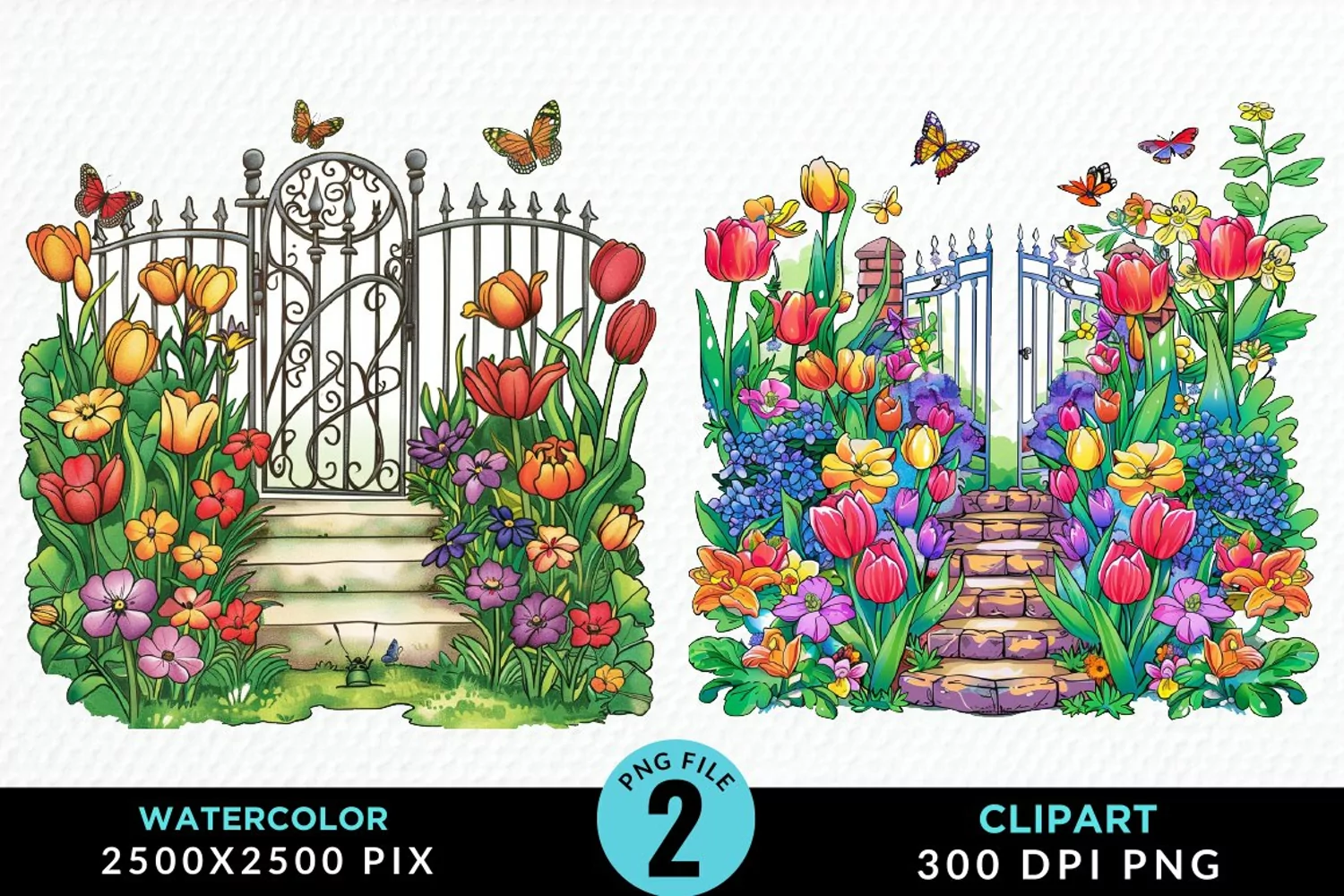 Watercolor Spring Garden Design Clipart product image 1