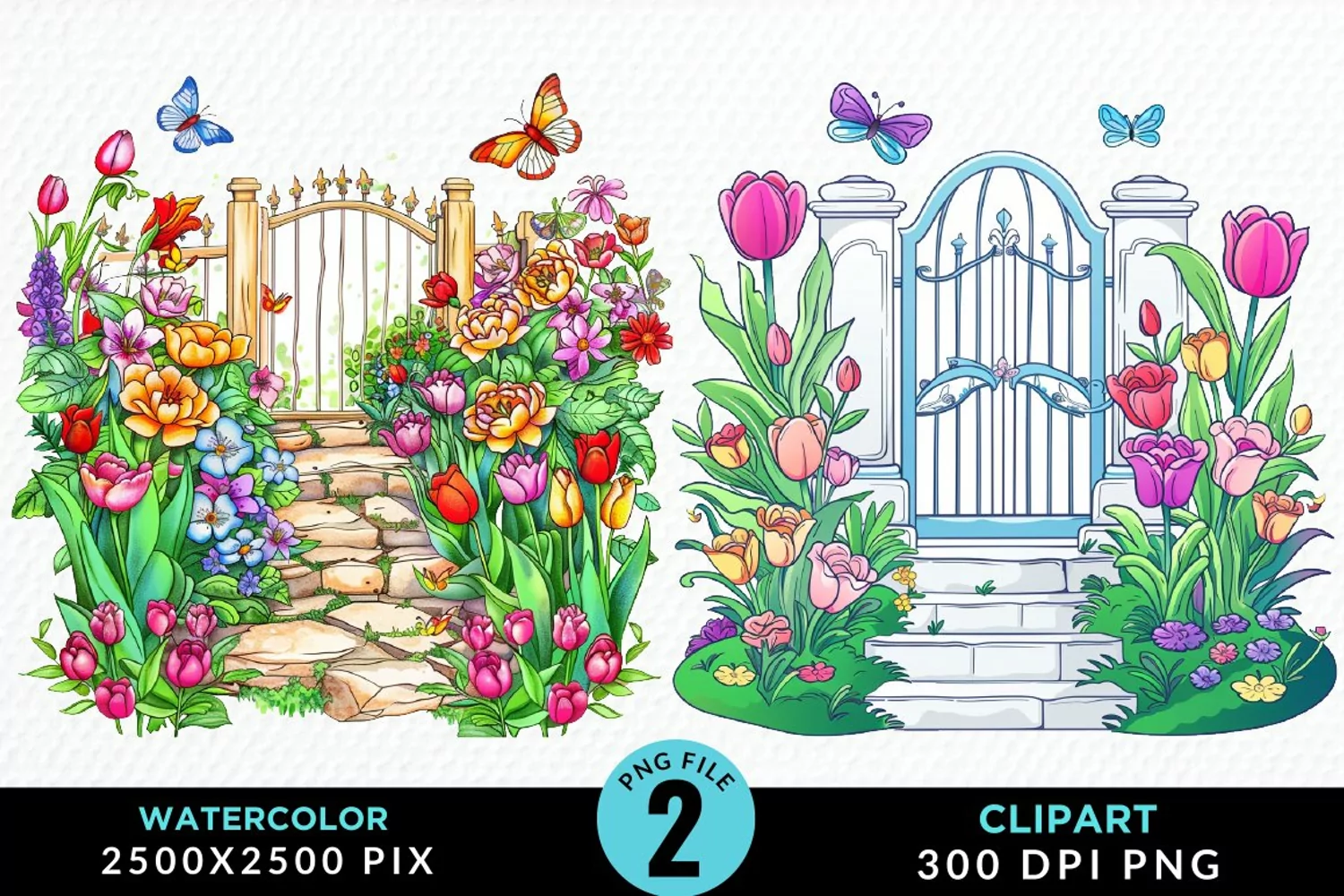 Watercolor Spring Garden Image Clipart product image 1