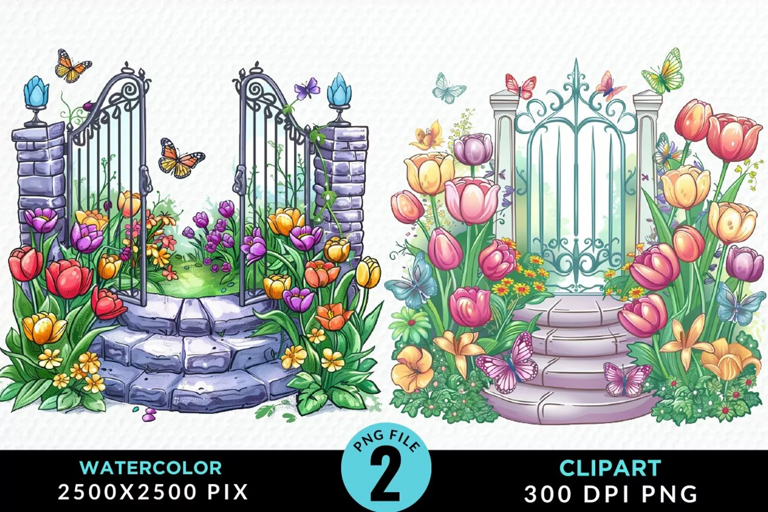Watercolor Spring Garden Design Clipart product image 1