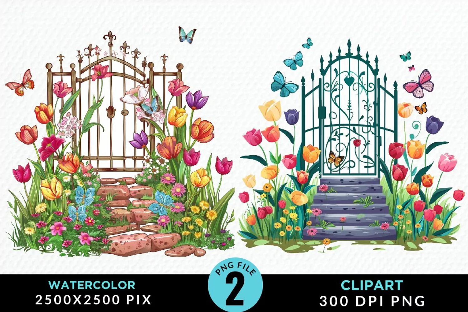 Watercolor Spring Garden Design Clipart product image 1