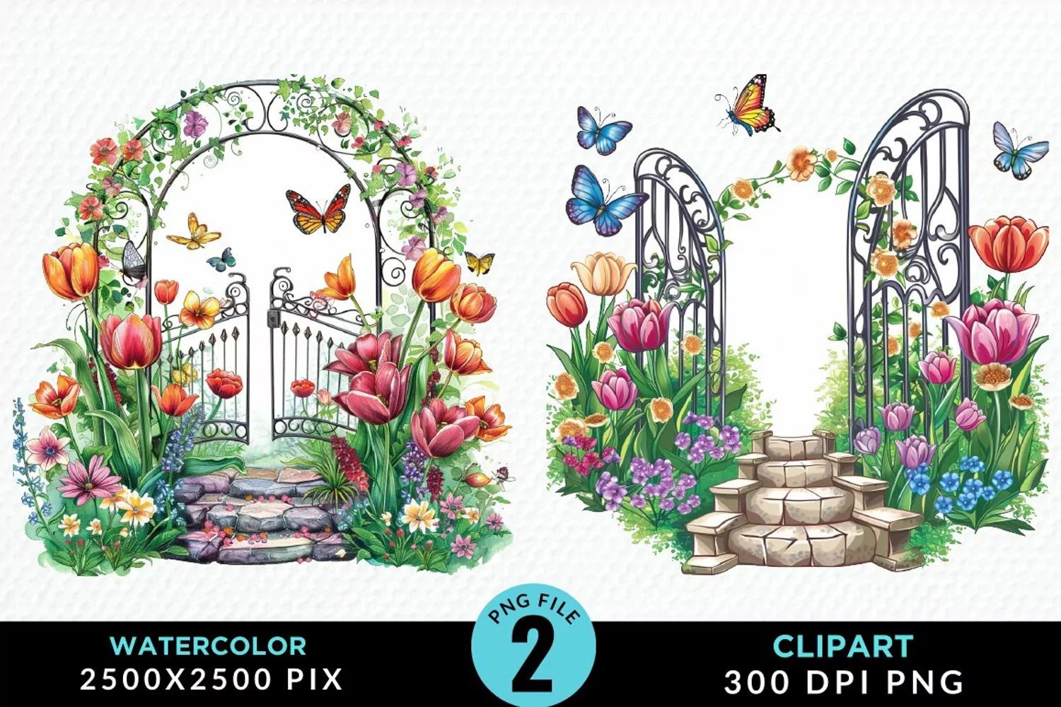 Watercolor Spring Garden Design Clipart product image 1