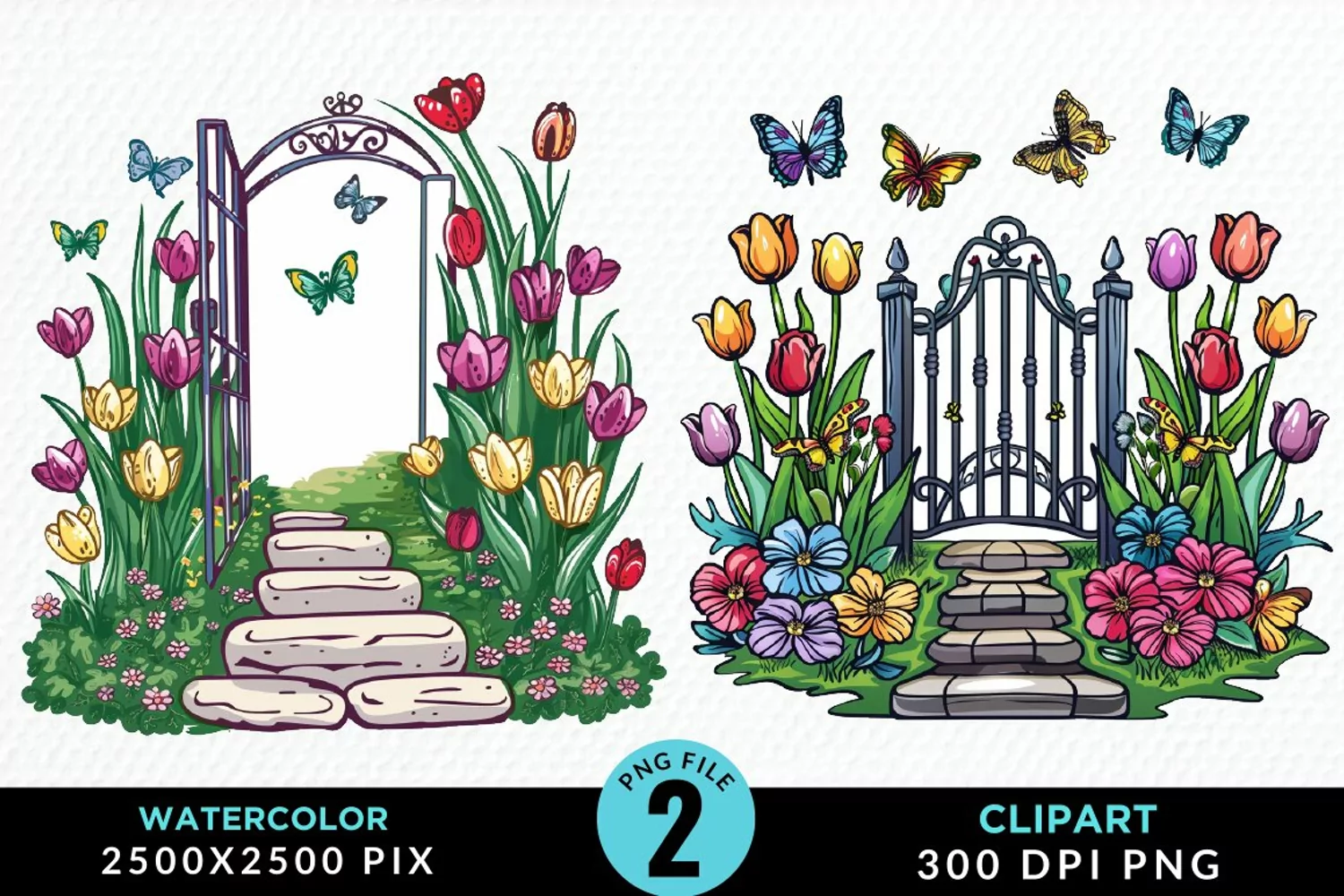 Watercolor Spring Garden Design Clipart product image 1