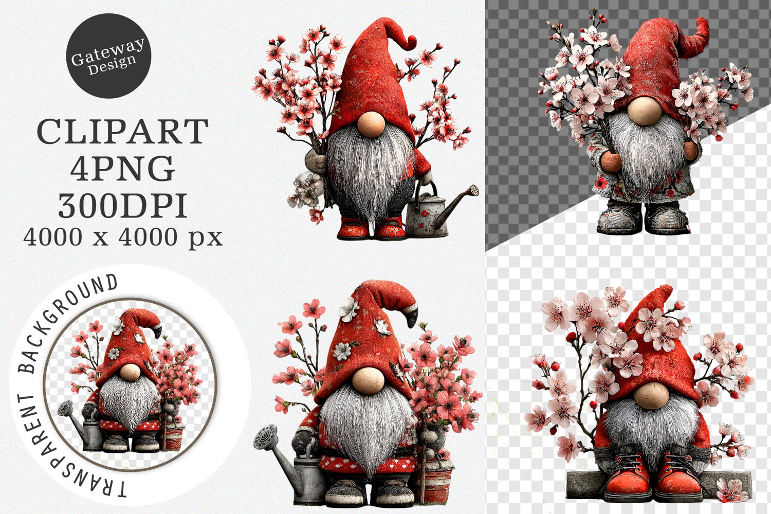 Watercolor spring gnomes clipart - Spring gnome png product image 1