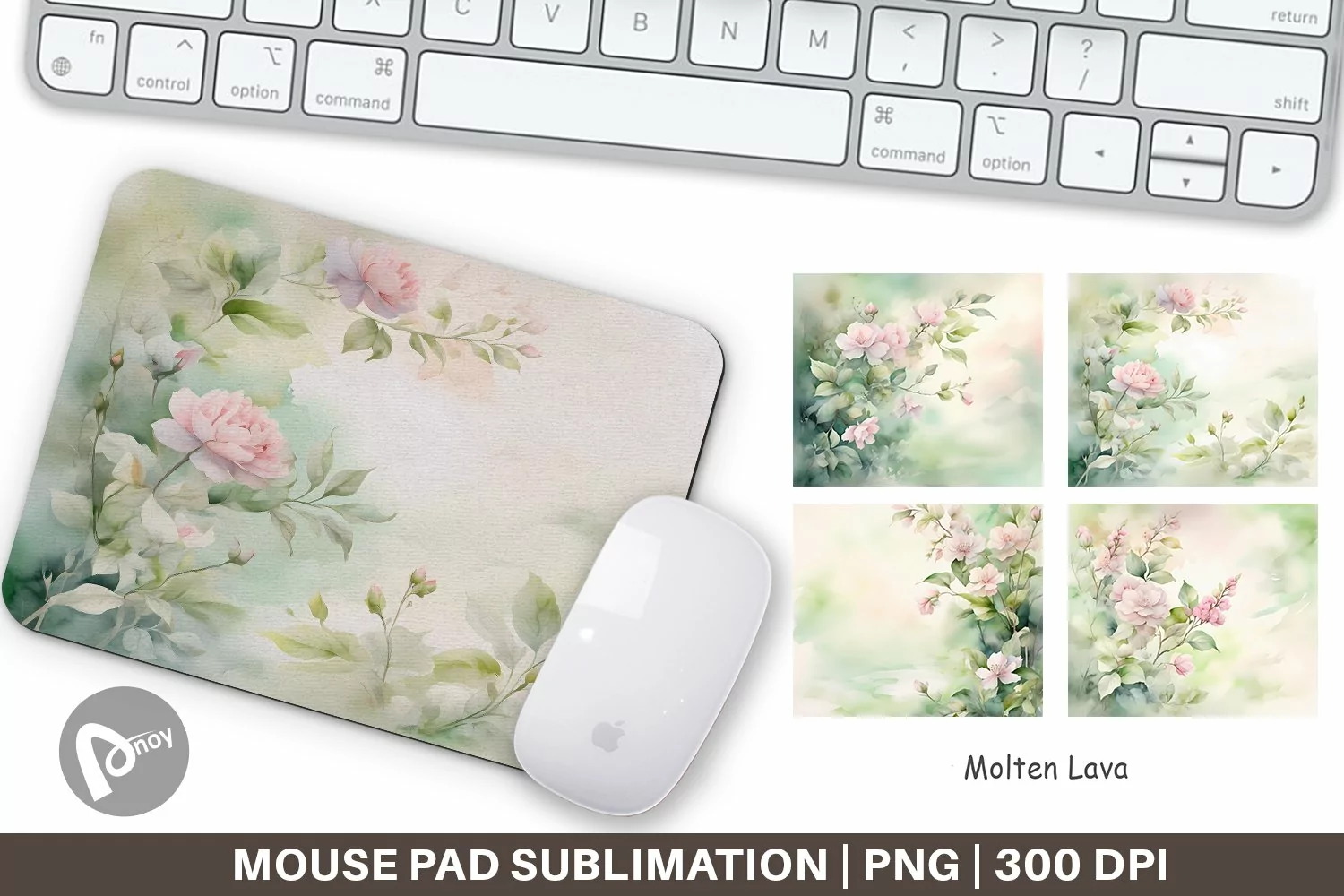 Mouse Pad Watercolor Spring Greenery product image 1