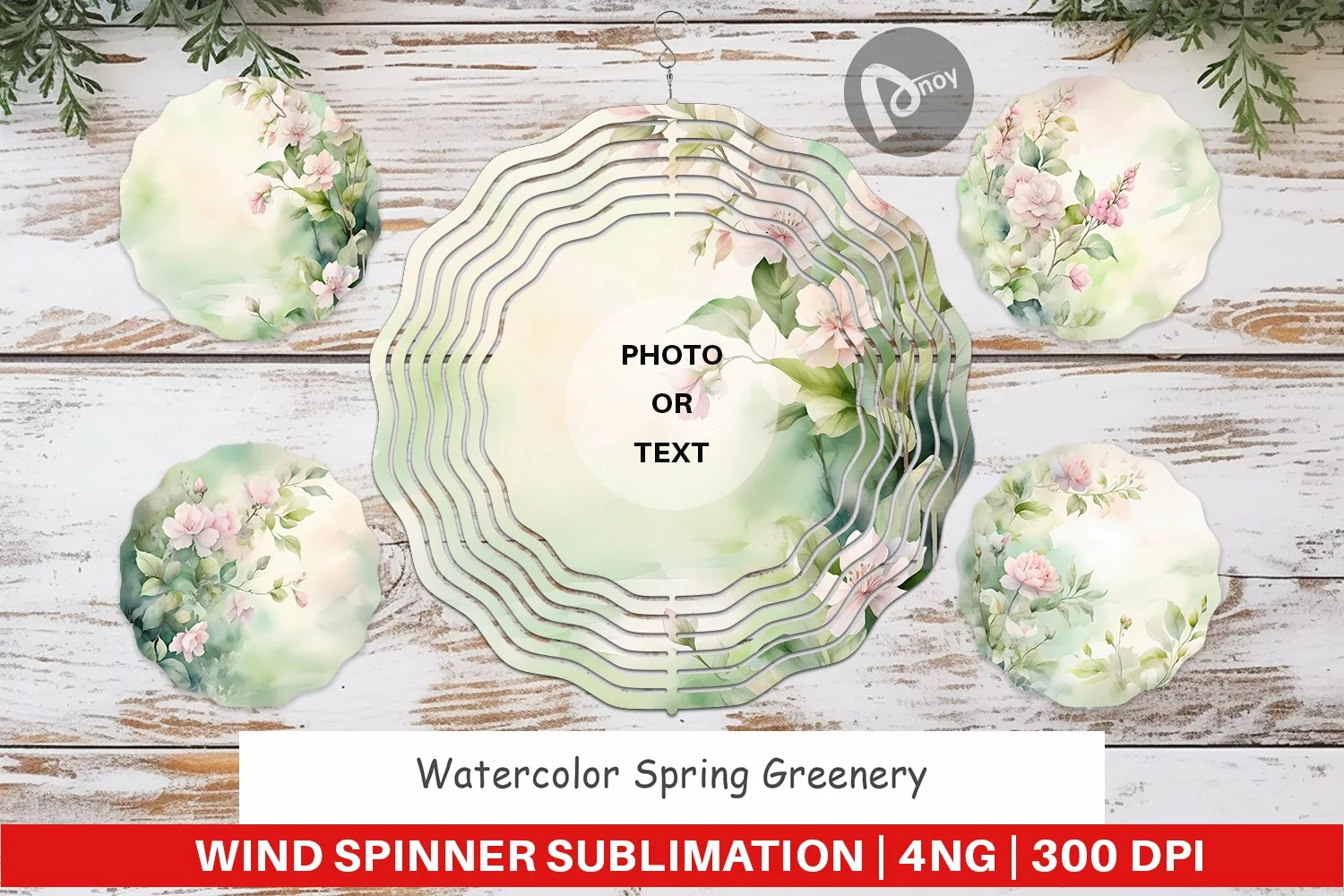 Wind Spinner Watercolor Spring Greenery product image 1