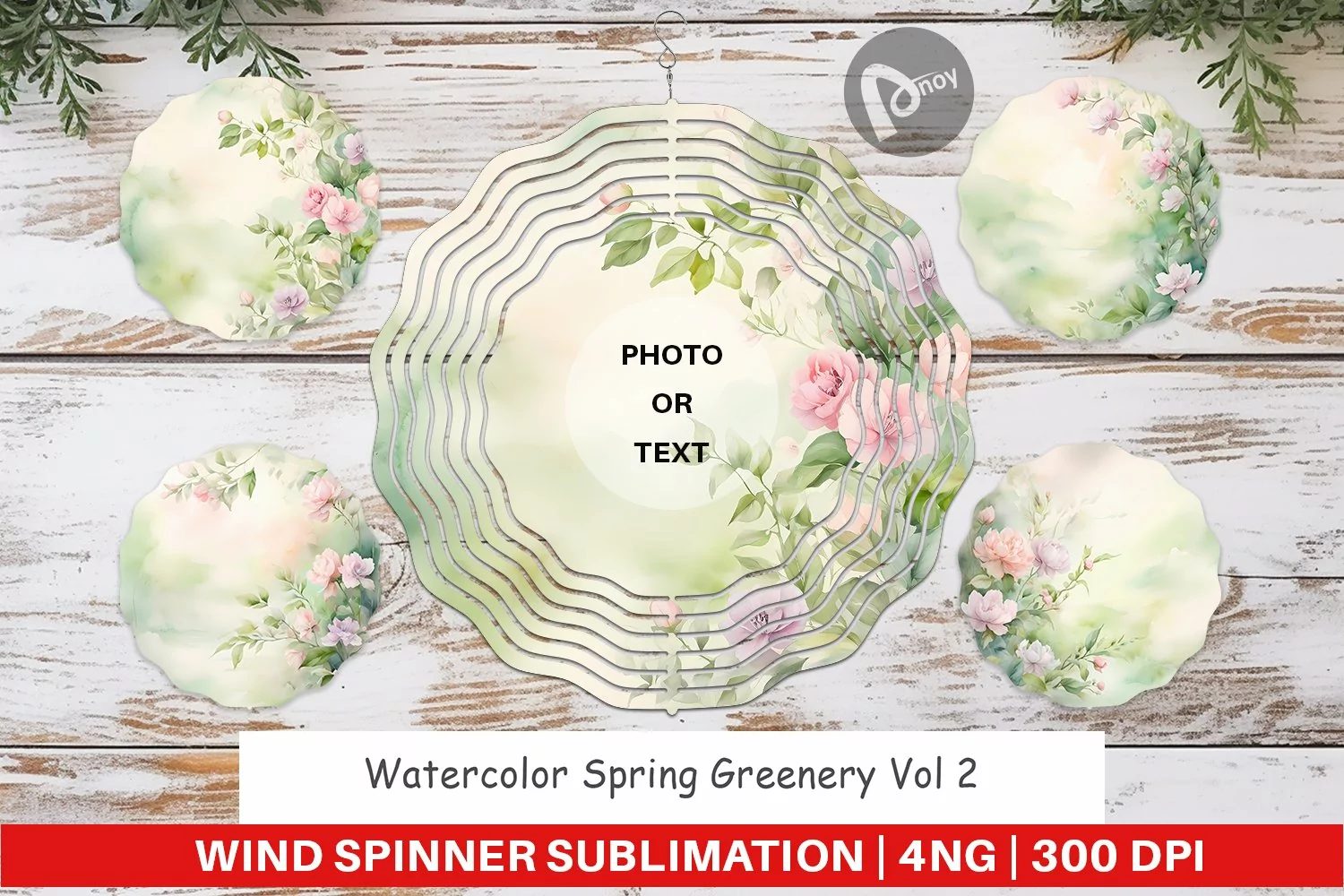 Wind Spinner Watercolor Spring Greenery product image 1