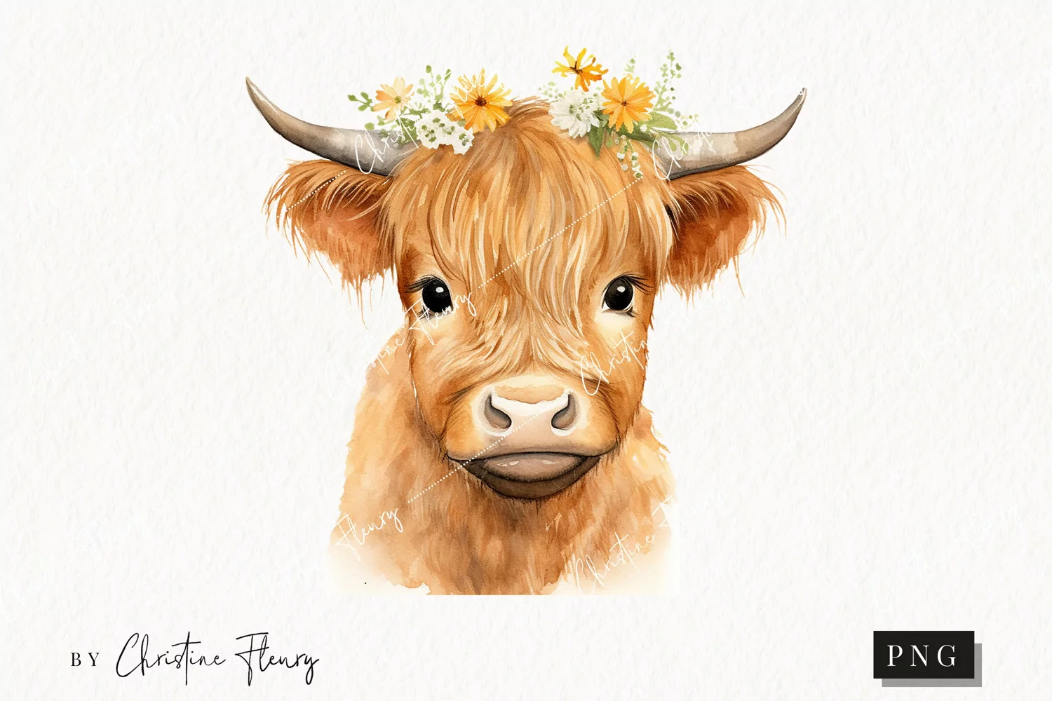 Spring Highland Cow PNG | Spring PNG product image 1