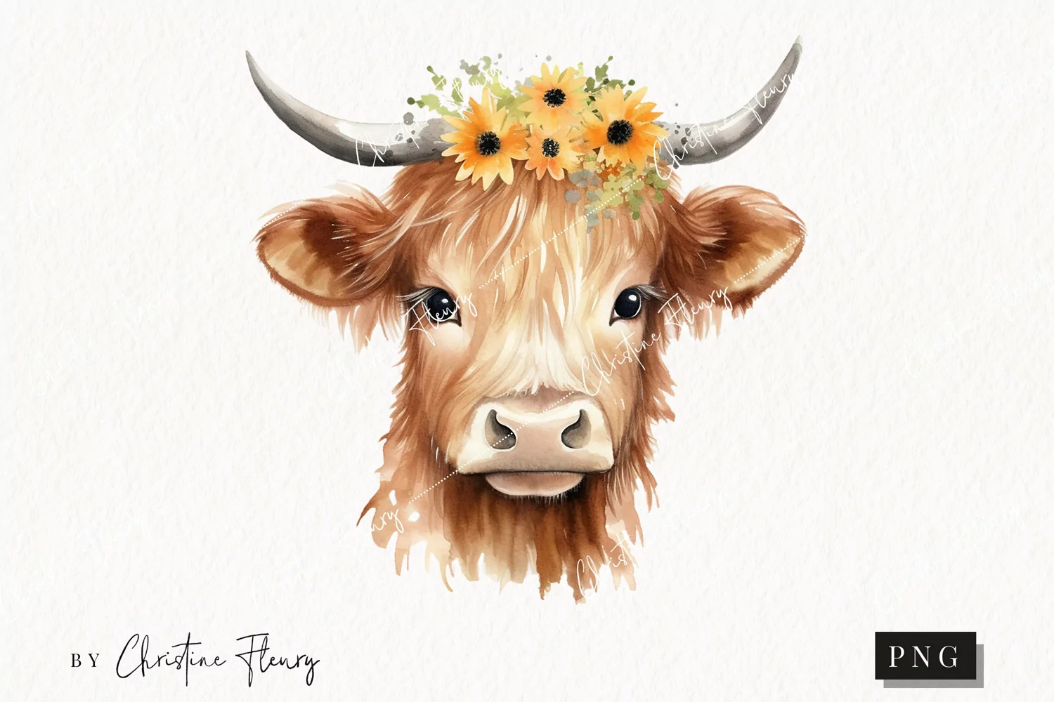 Spring Highland Cow PNG | Spring PNG product image 1