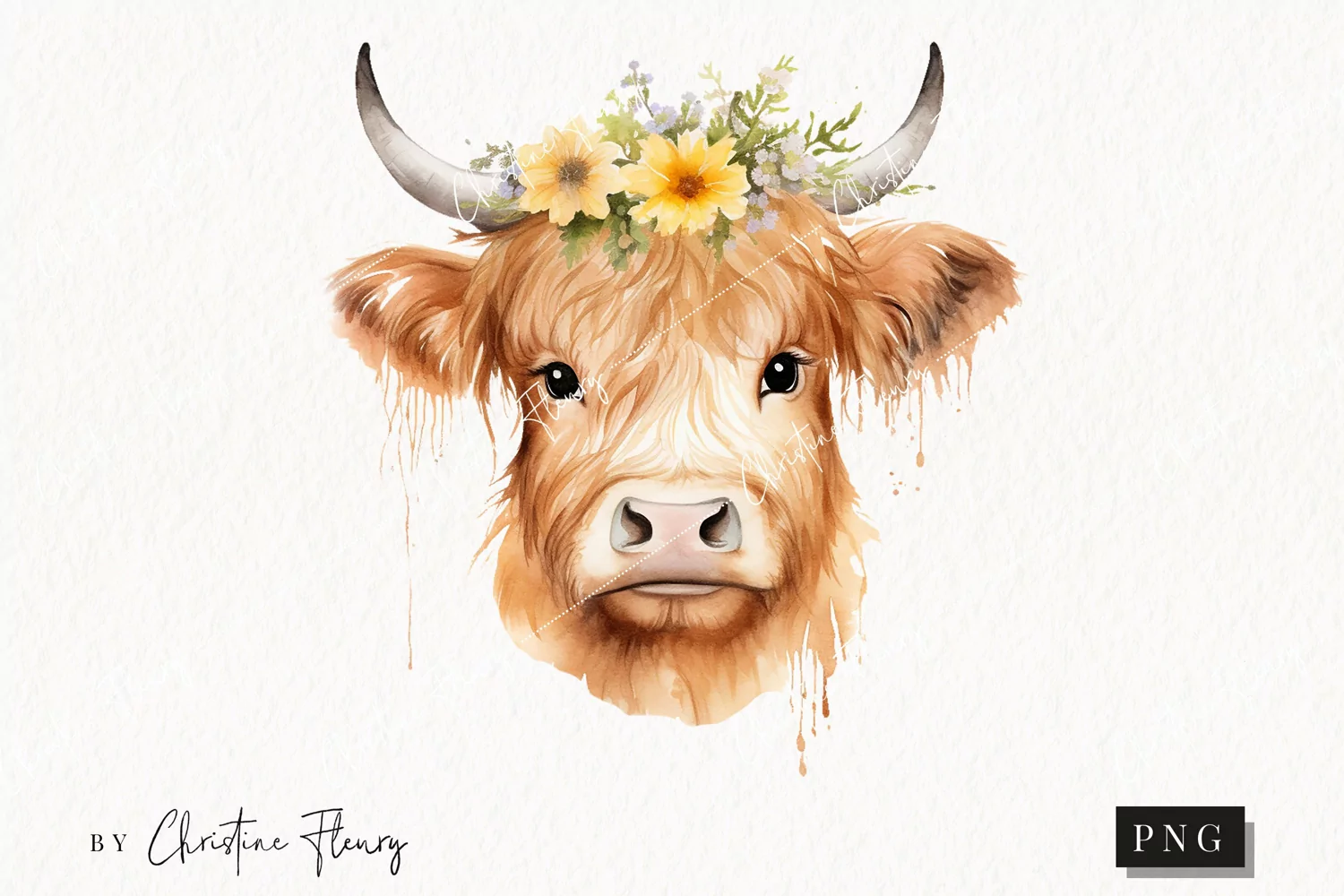 Spring Highland Cow PNG | Spring PNG product image 1