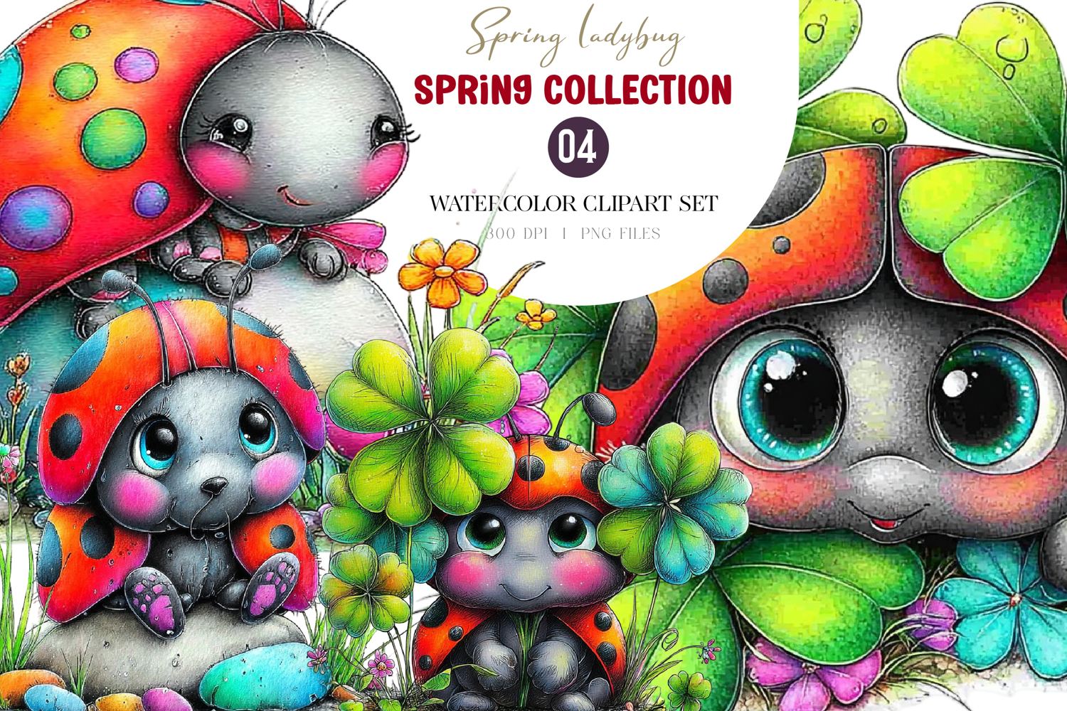 Watercolor Spring Ladybug Clipart product image 1