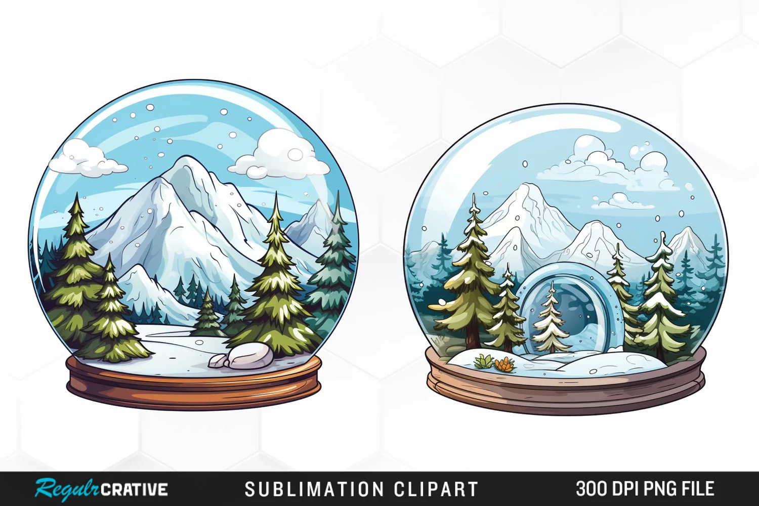 Watercolor Spring Snow Globe and Domes Fun Clipart product image 1