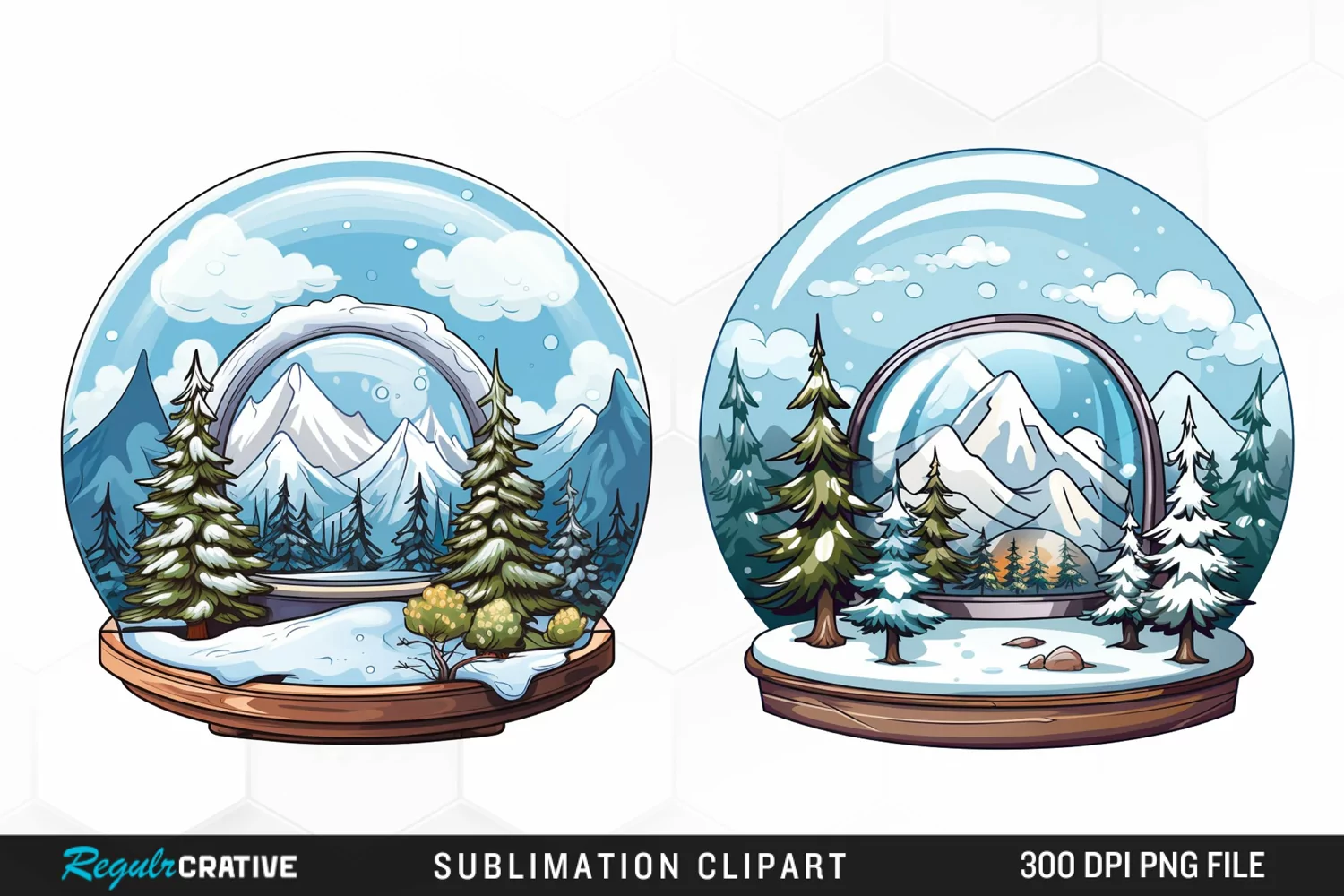 Watercolor Spring Snow Globe and Domes Fun Clipart product image 1