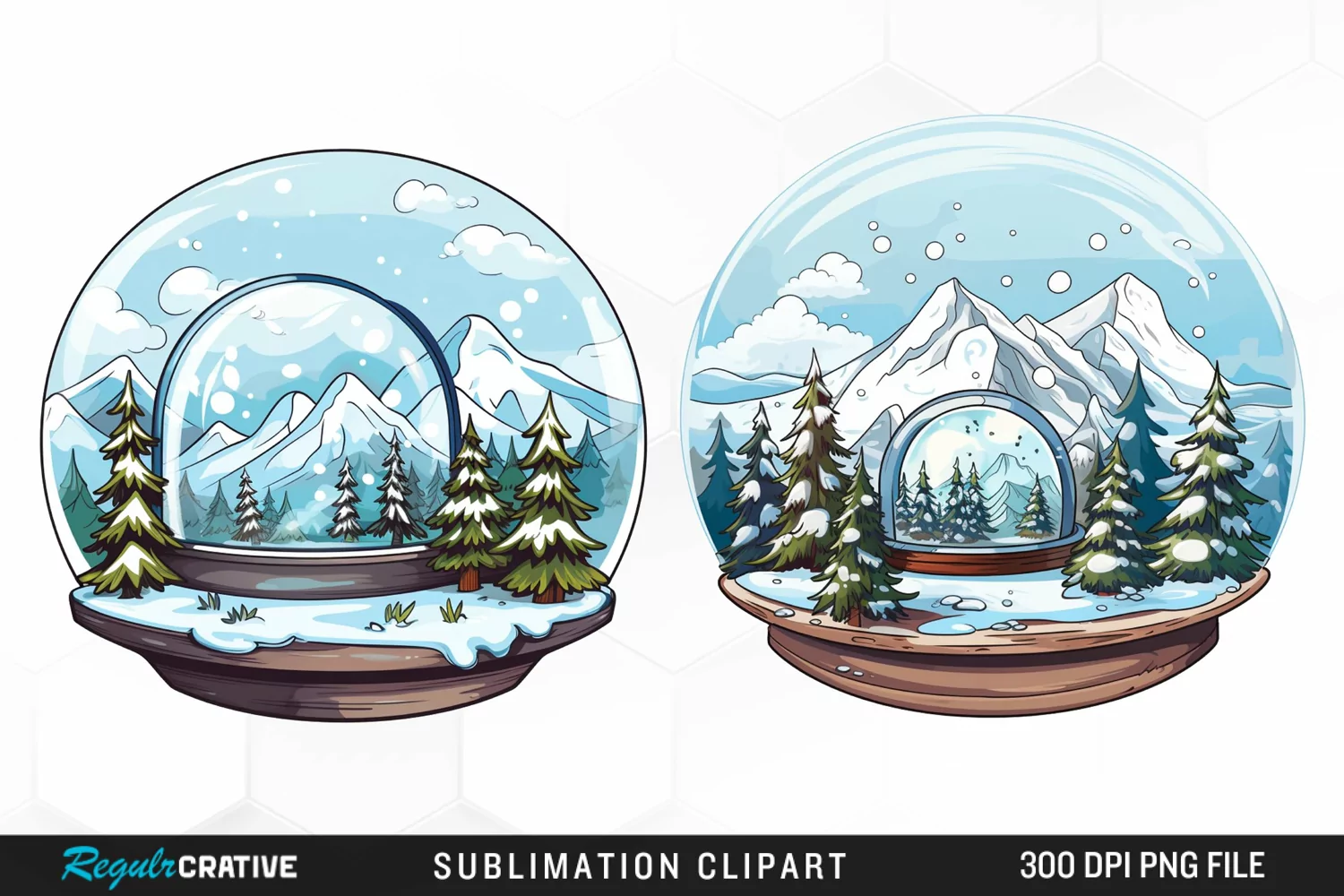 Watercolor Spring Snow Globe and Domes Fun Clipart product image 1