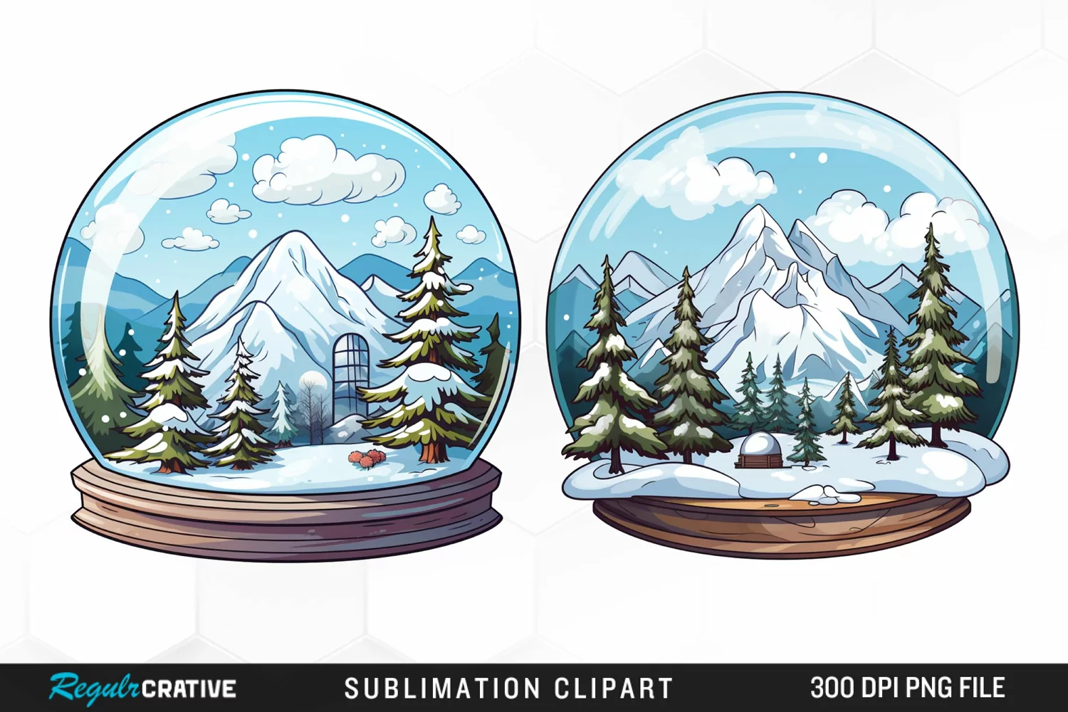 Watercolor Spring Snow Globe and Domes Fun Clipart product image 1