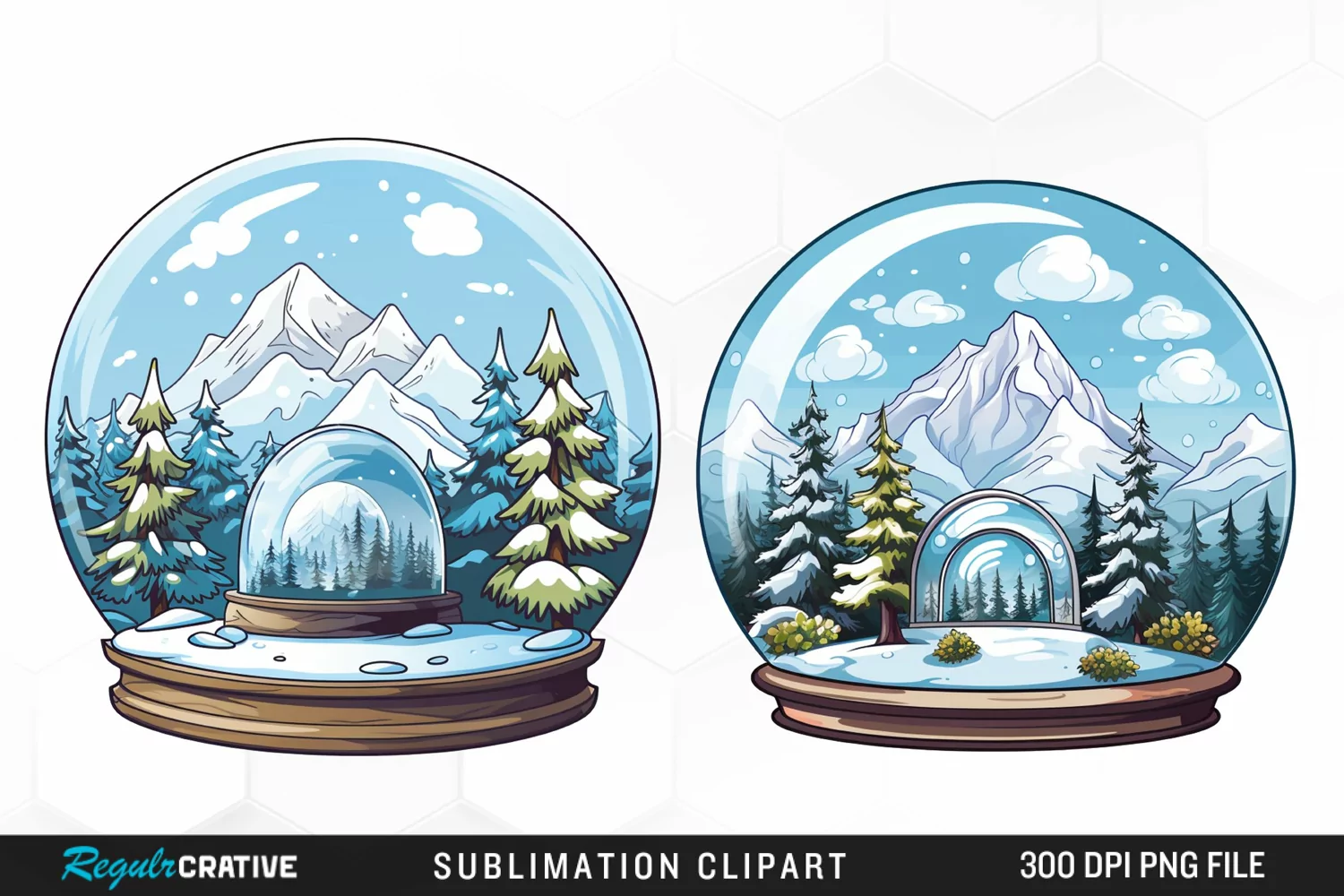 Watercolor Spring Snow Globe and Domes Fun Clipart product image 1