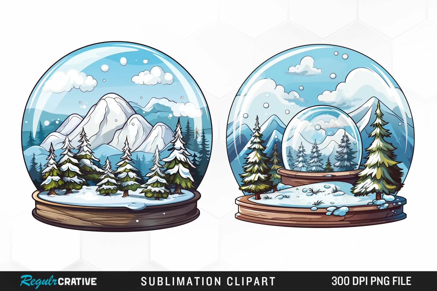 Watercolor Spring Snow Globe and Domes Fun Clipart product image 1