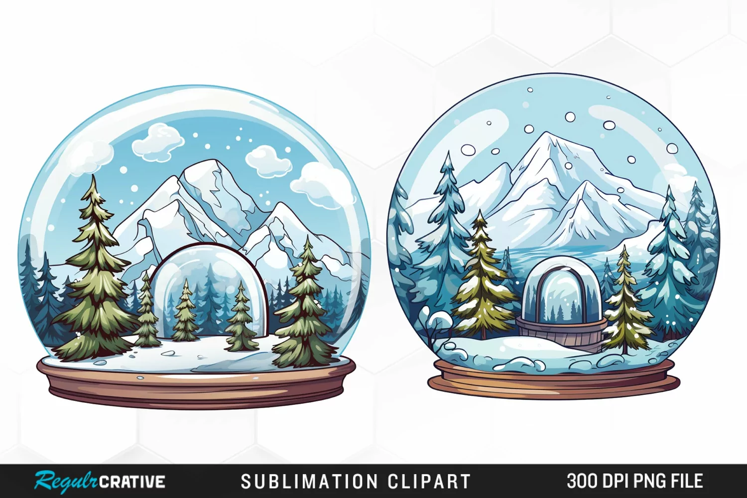 Watercolor Spring Snow Globe and Domes Fun Clipart product image 1