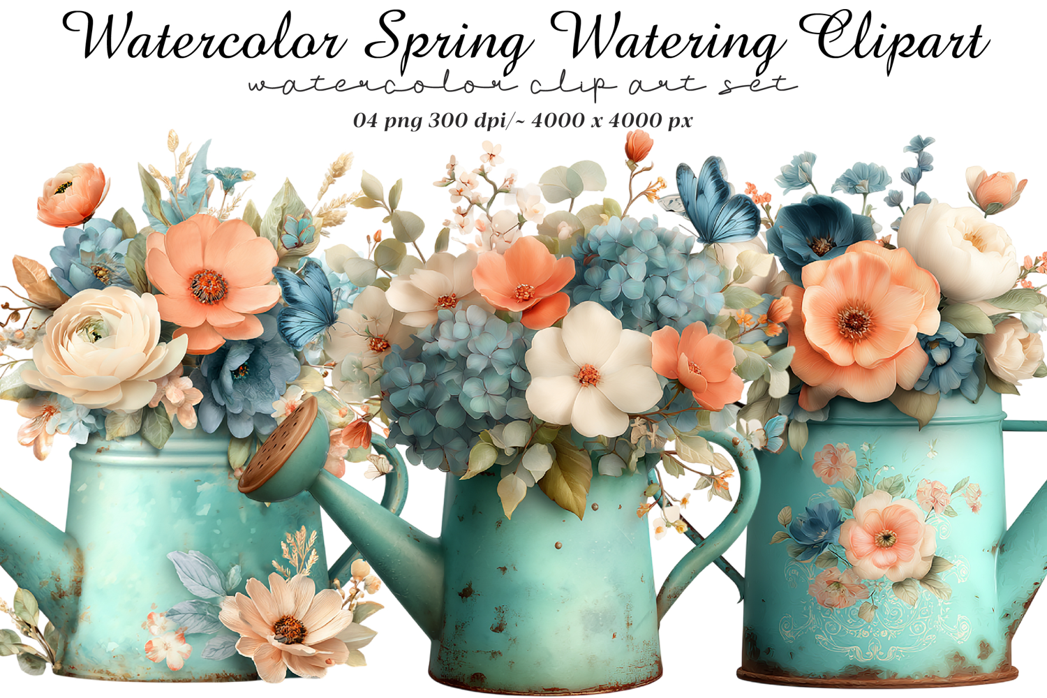 Watercolor Spring Watering Clipart product image 1