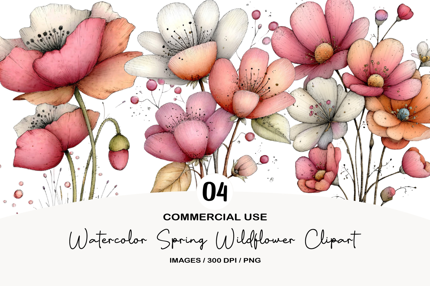 Watercolor Spring Wildflower Clipart product image 1