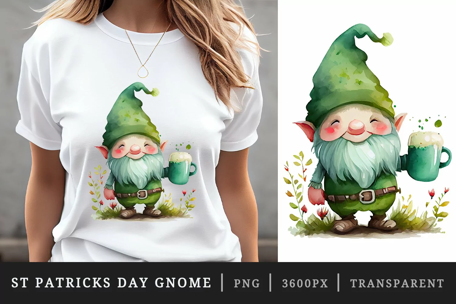 St Patricks Day Gnome & Beer t-shirt sublimation design png product image 1