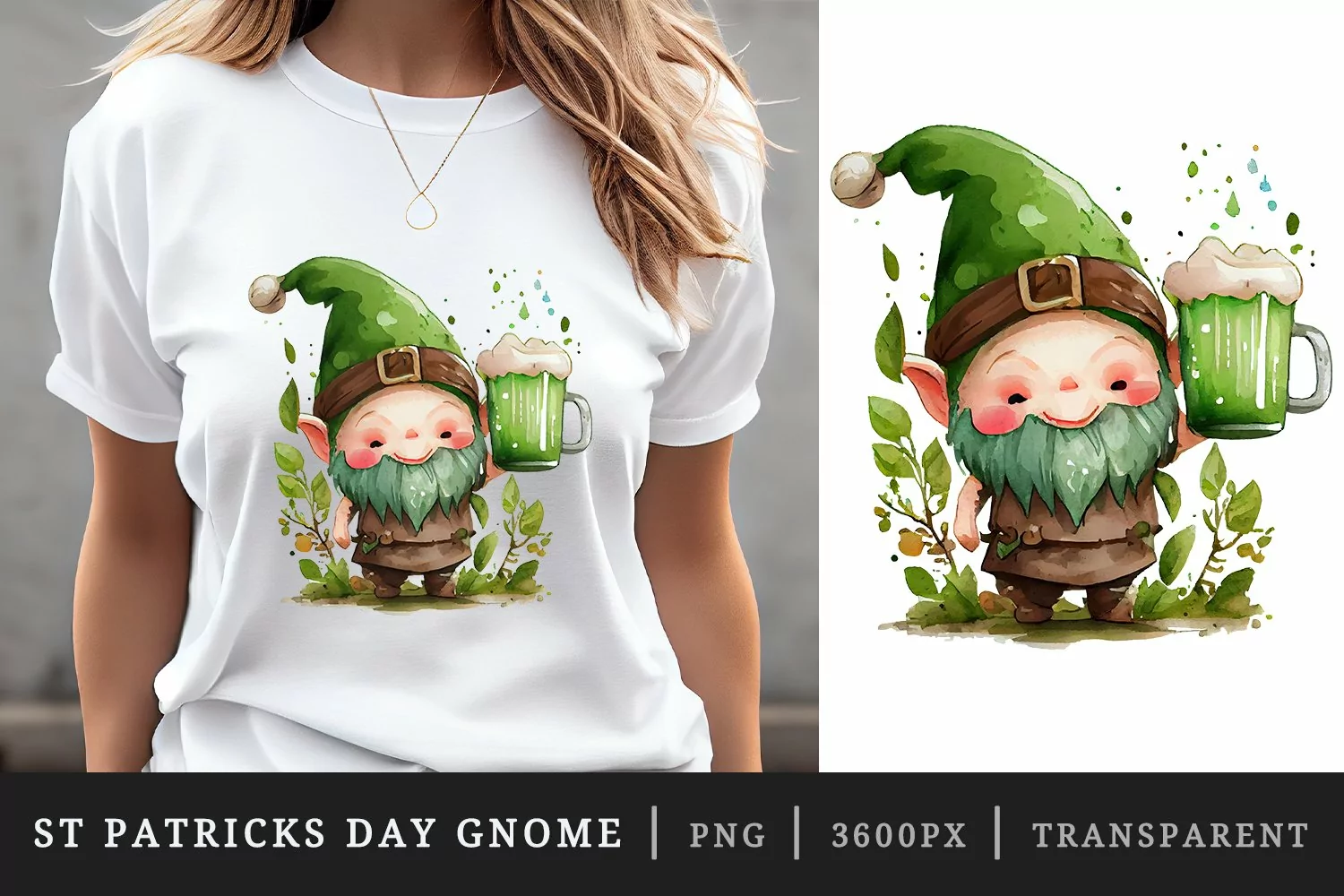 St Patricks Day Gnome & Beer t-shirt sublimation design png product image 1
