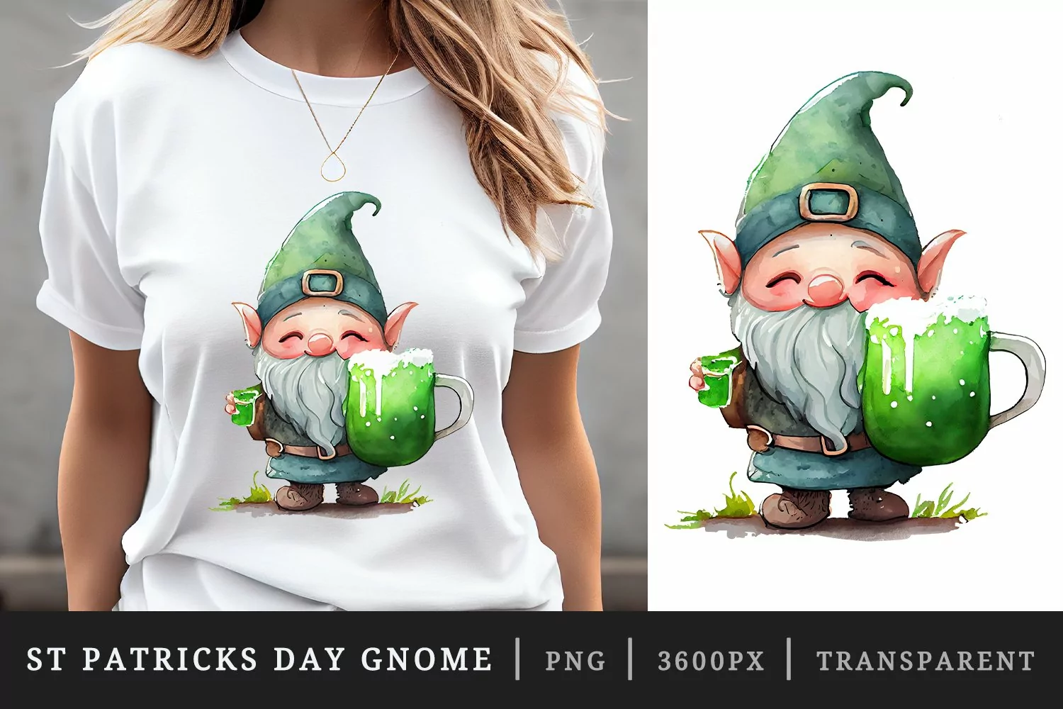 St Patricks Day Gnome & Beer t-shirt sublimation design png product image 1