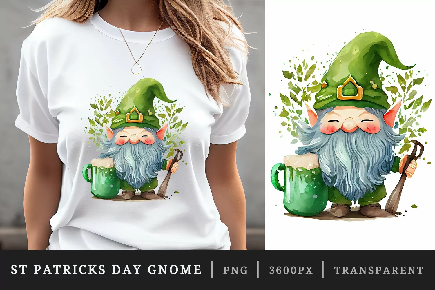 St Patricks Day Gnome & Beer t-shirt sublimation design png product image 1