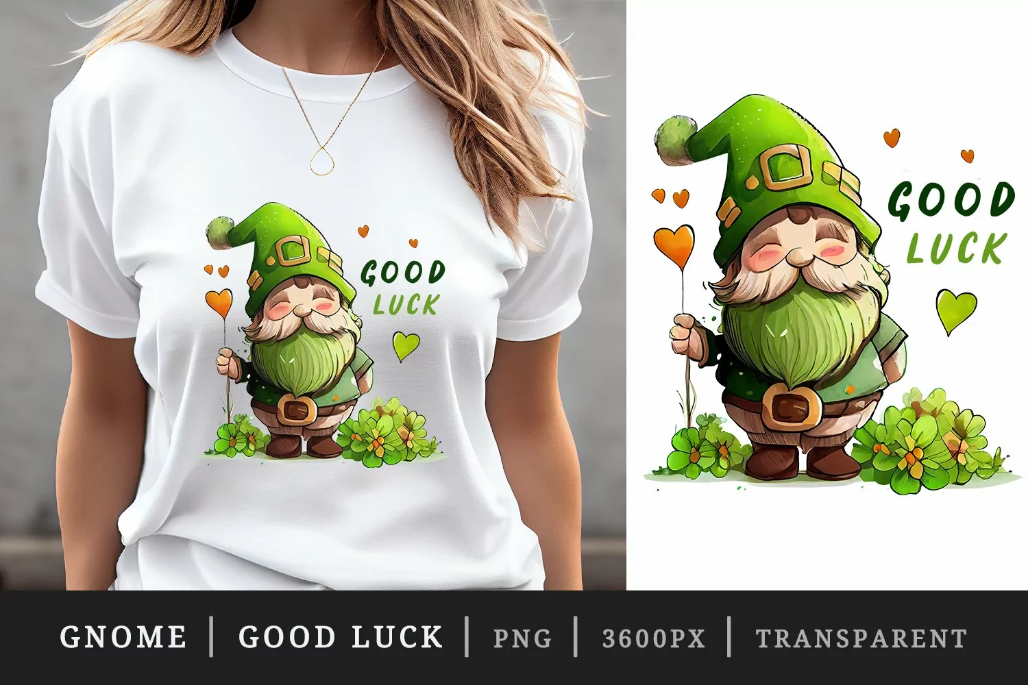St Patricks Day Happy Gnome t-shirt sublimation design png product image 1