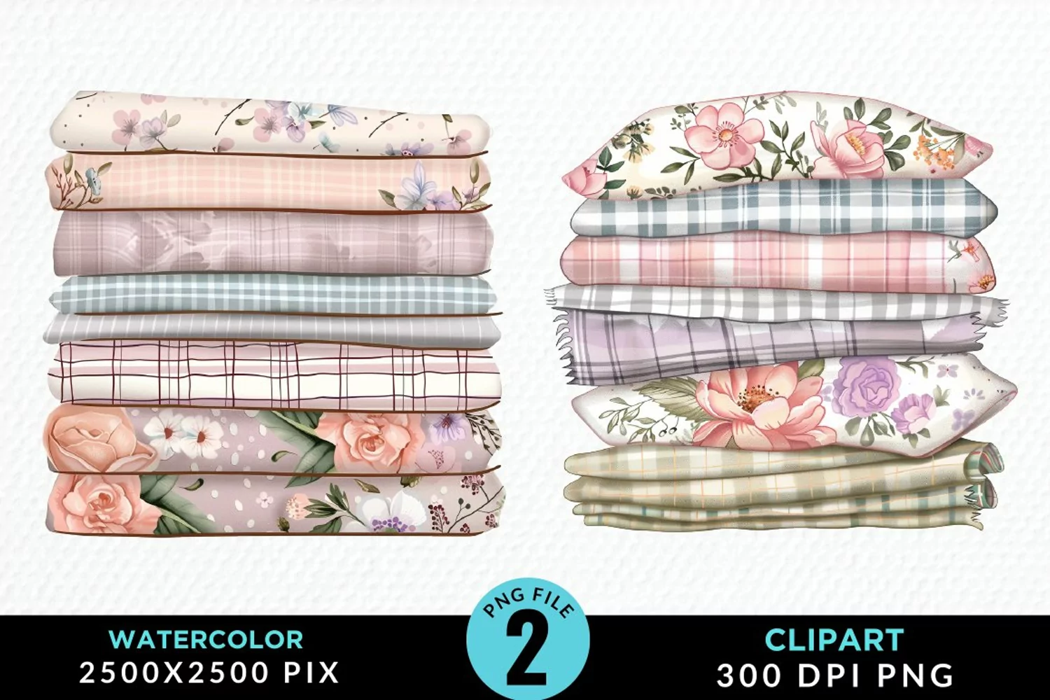 Watercolor Stack Of Fabrics Exquisite Clipart product image 1