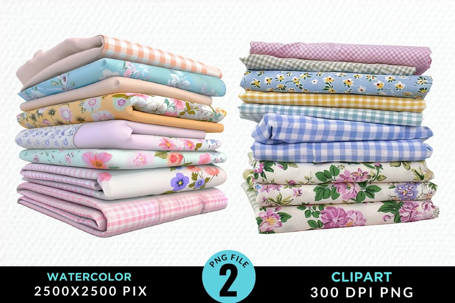 Watercolor Stack Of Fabrics Illustration Clipart product image 1