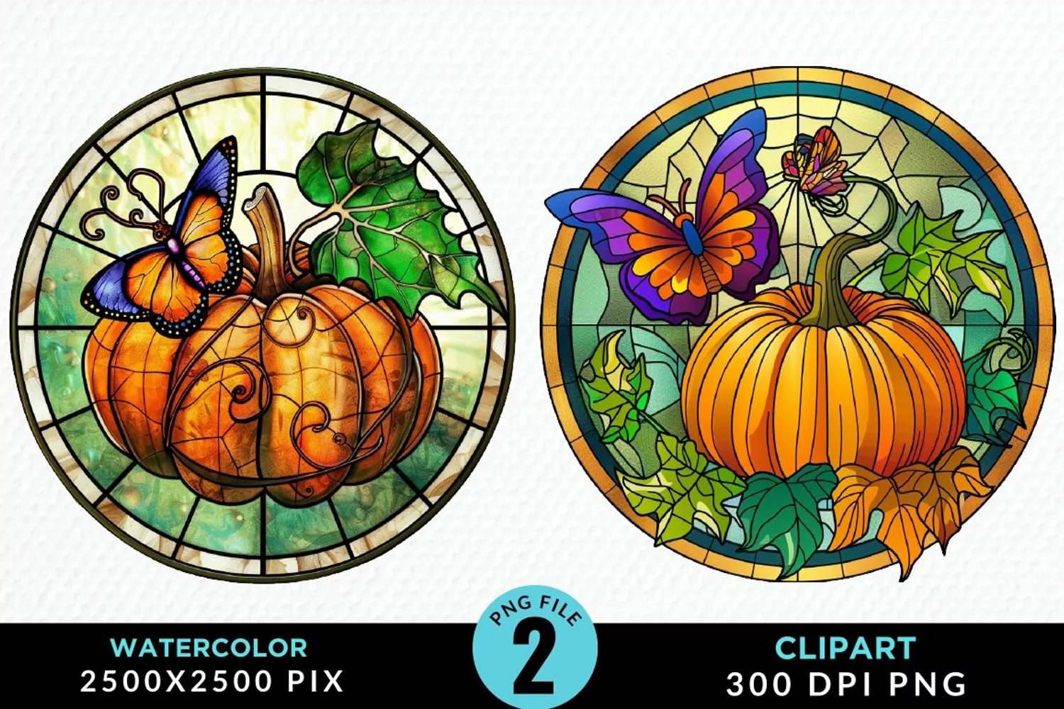 Stained Glass Pumpkin Graphic Clipart product image 1