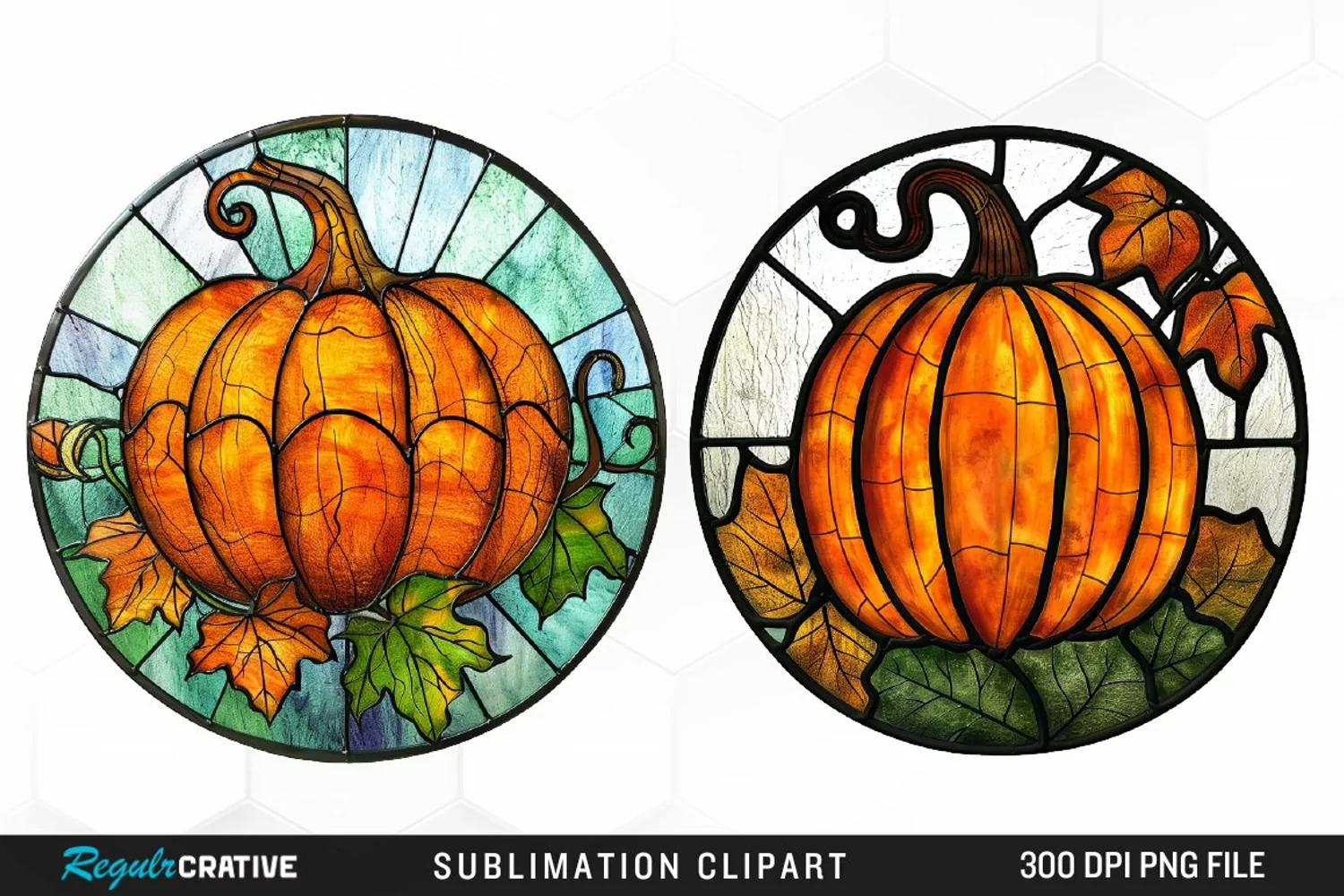 Stained Glass Pumpkin Graphic Clipart product image 1