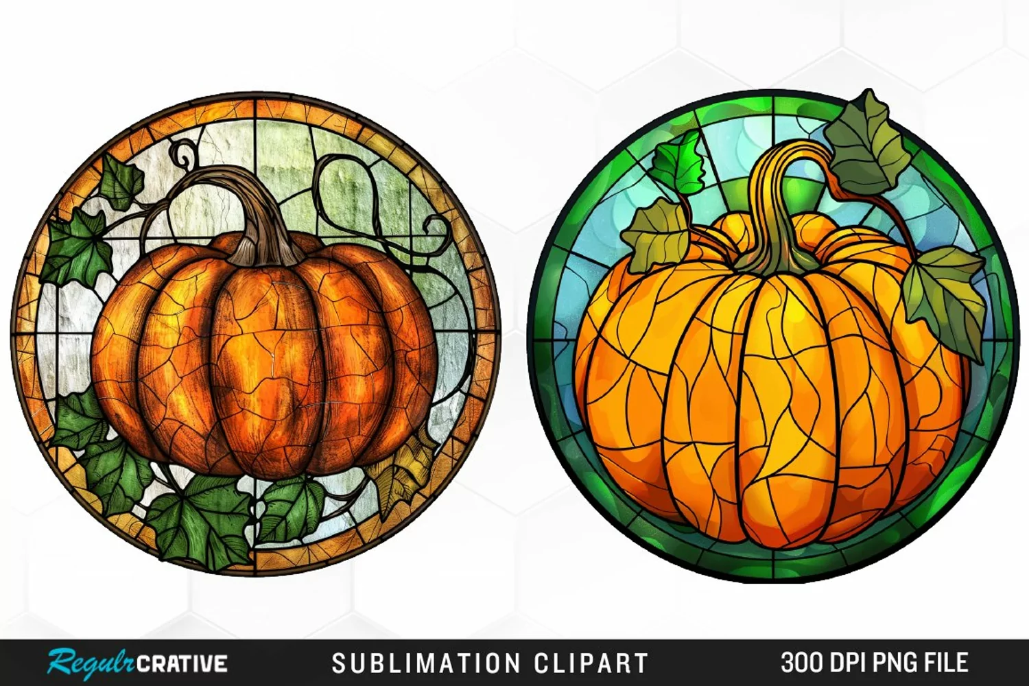 Stained Glass Pumpkin Graphic Clipart product image 1