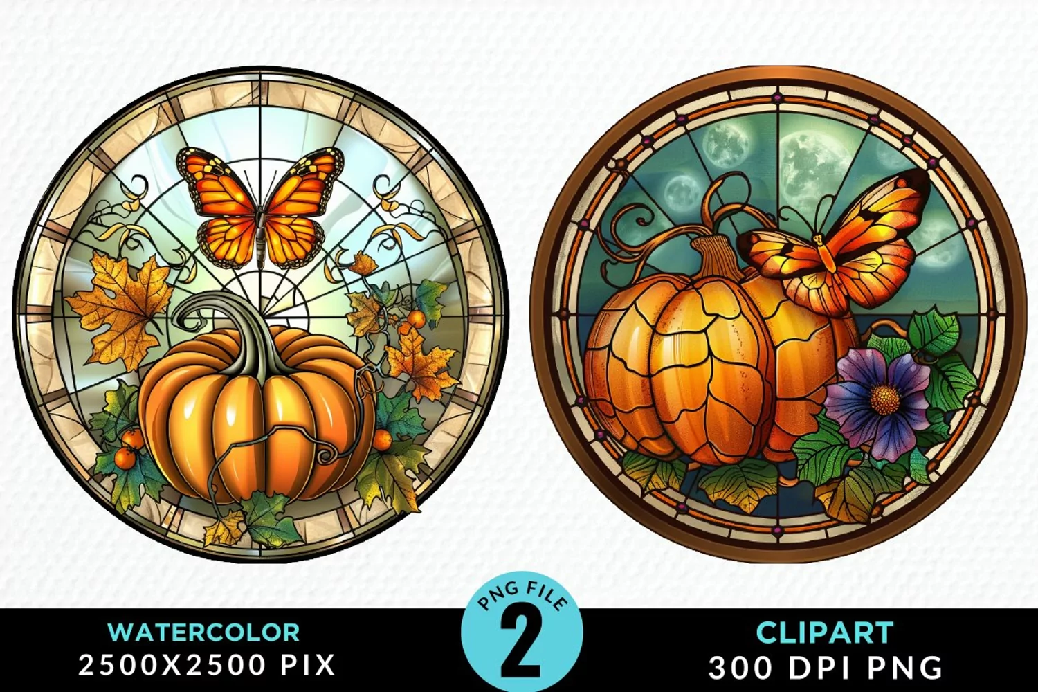 Stained Glass Pumpkin Graphic Clipart product image 1