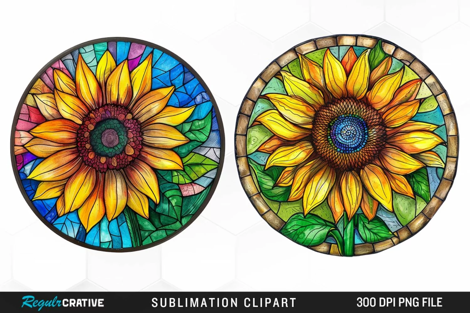 Stained Glass Sunflower Design Clipart product image 1