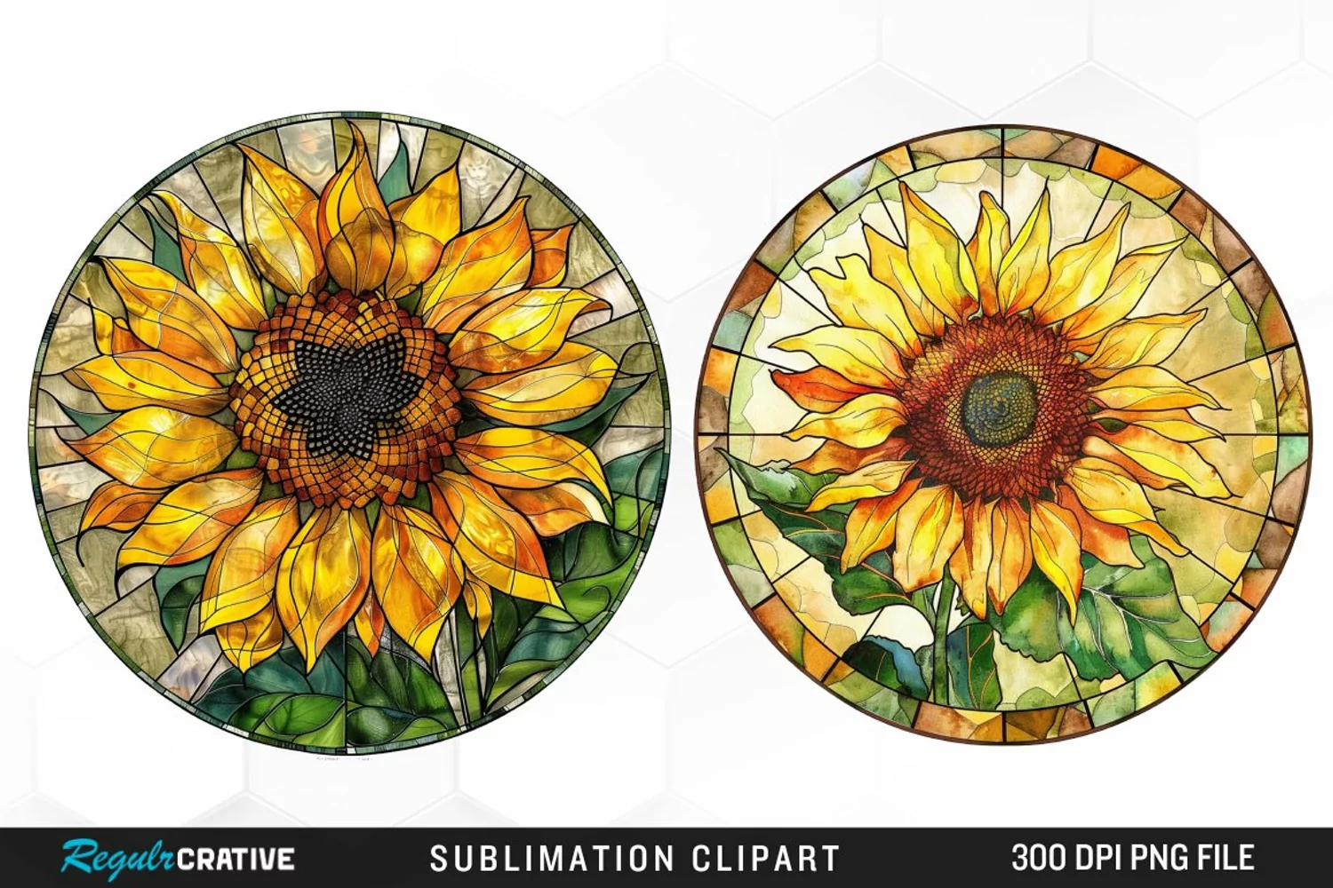 Stained Glass Sunflower Design Clipart product image 1