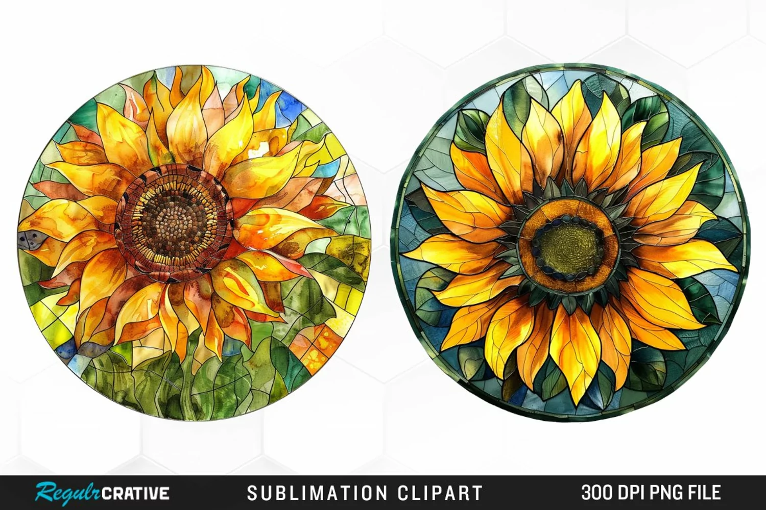 Stained Glass Sunflower Design Clipart product image 1