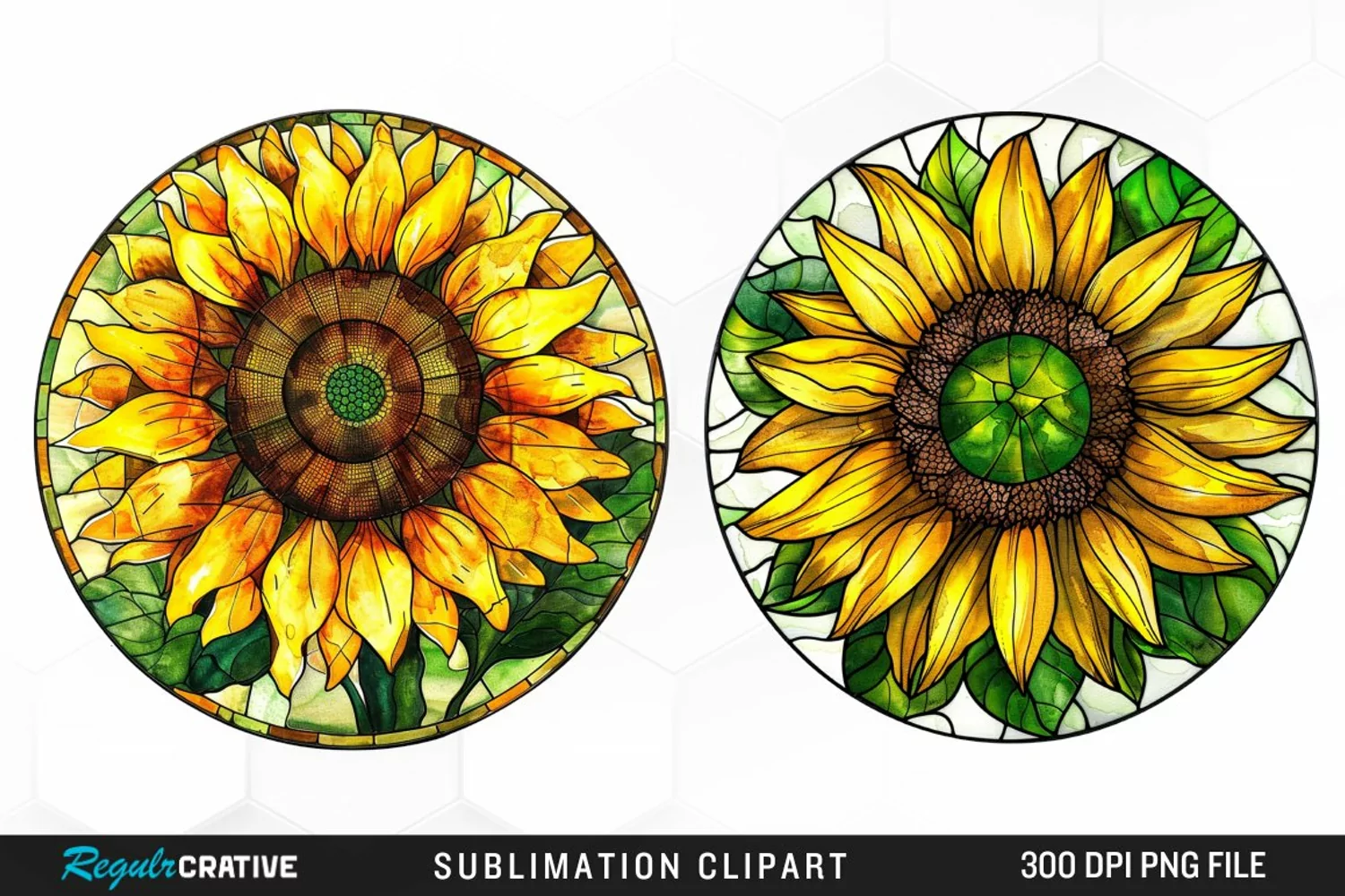 Stained Glass Sunflower Design Clipart product image 1