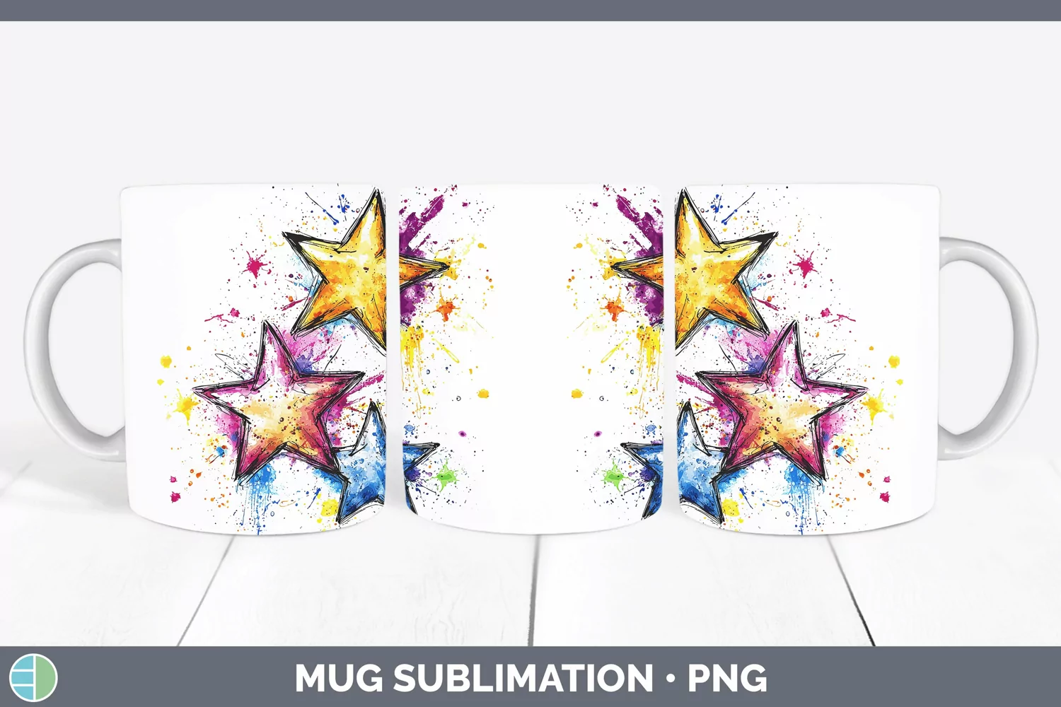 GorgeousWatercolor Mug Wrap design.