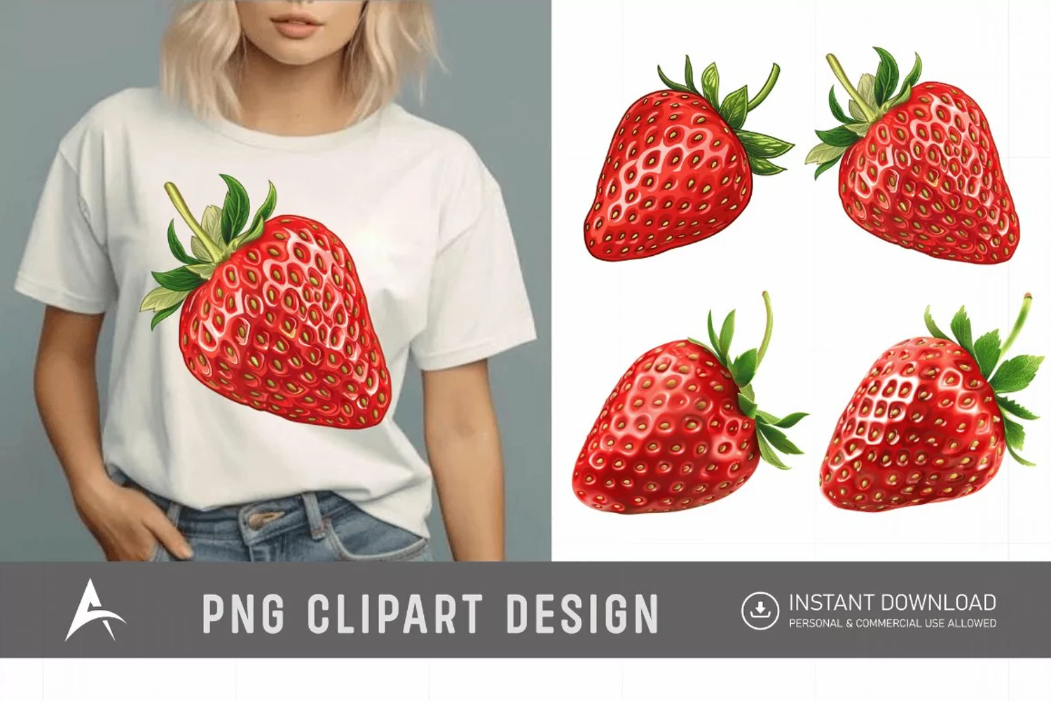 Watercolor Strawberry Clipart product image 1