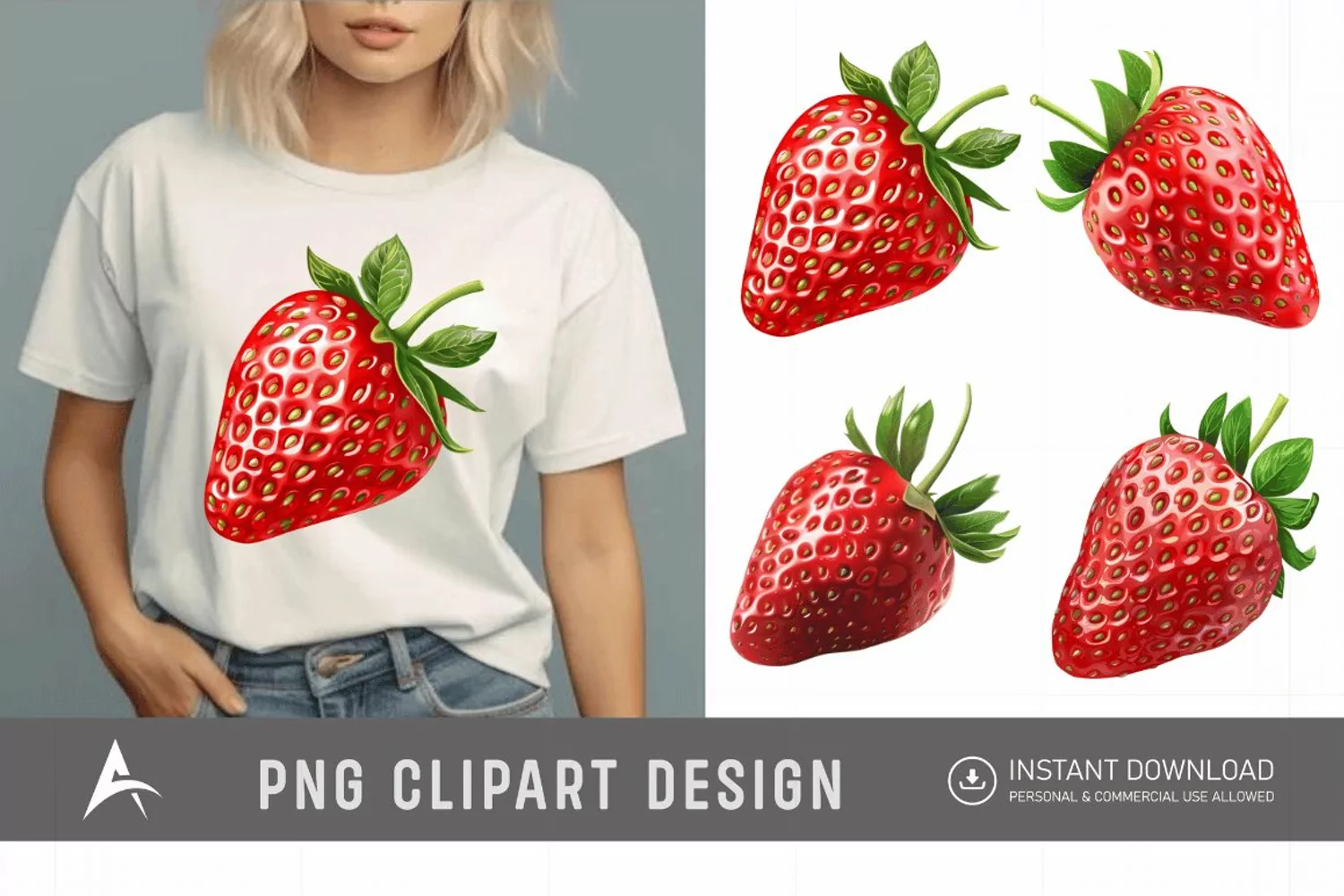 Watercolor Strawberry Clipart product image 1