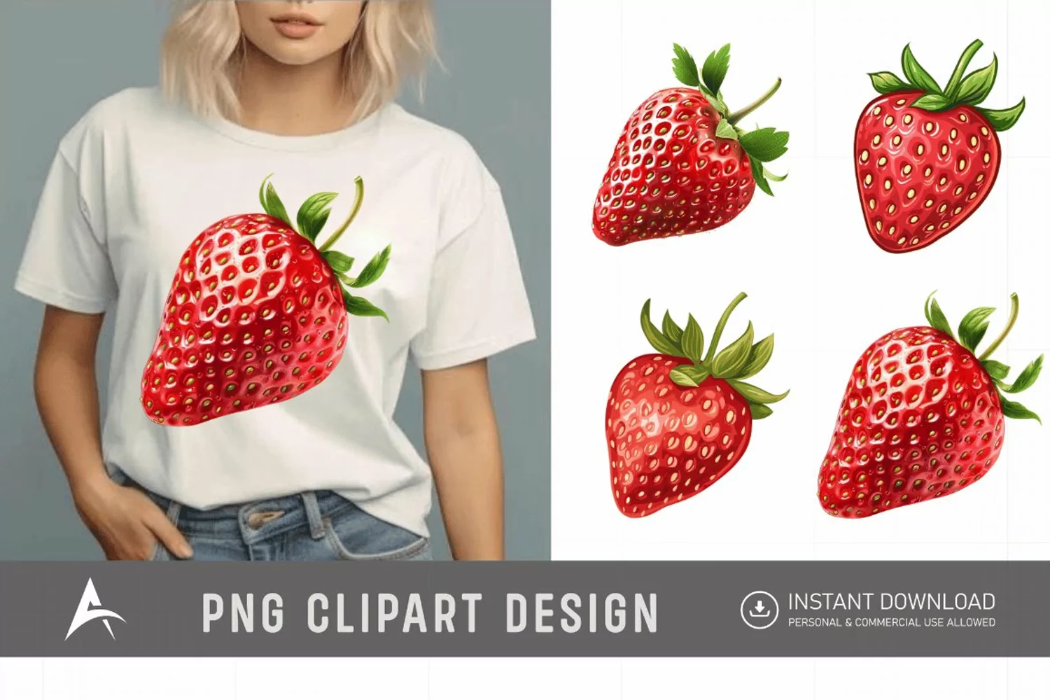 Watercolor Strawberry Clipart product image 1