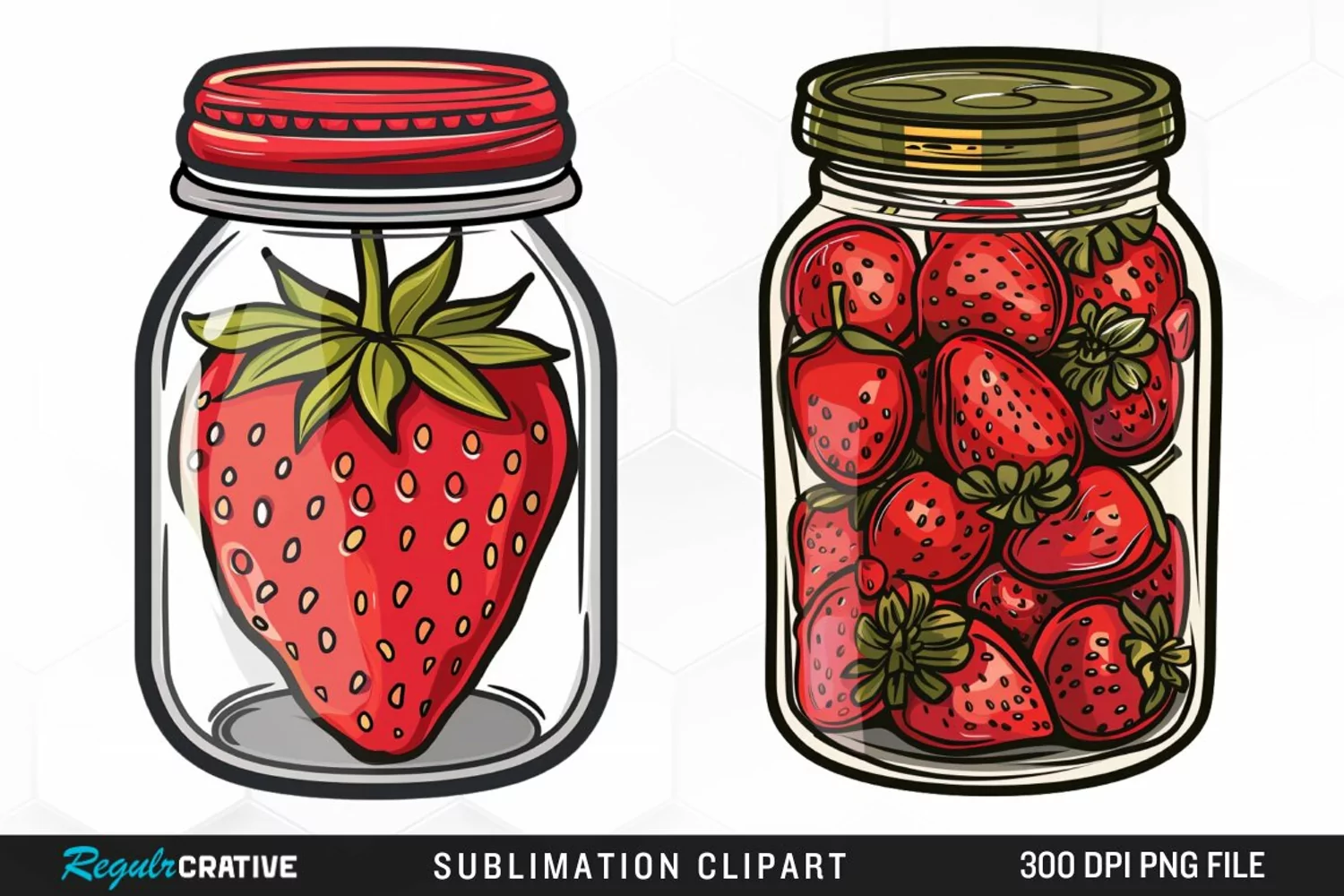 Watercolor Strawberry In Jar Graphic Clipart product image 1
