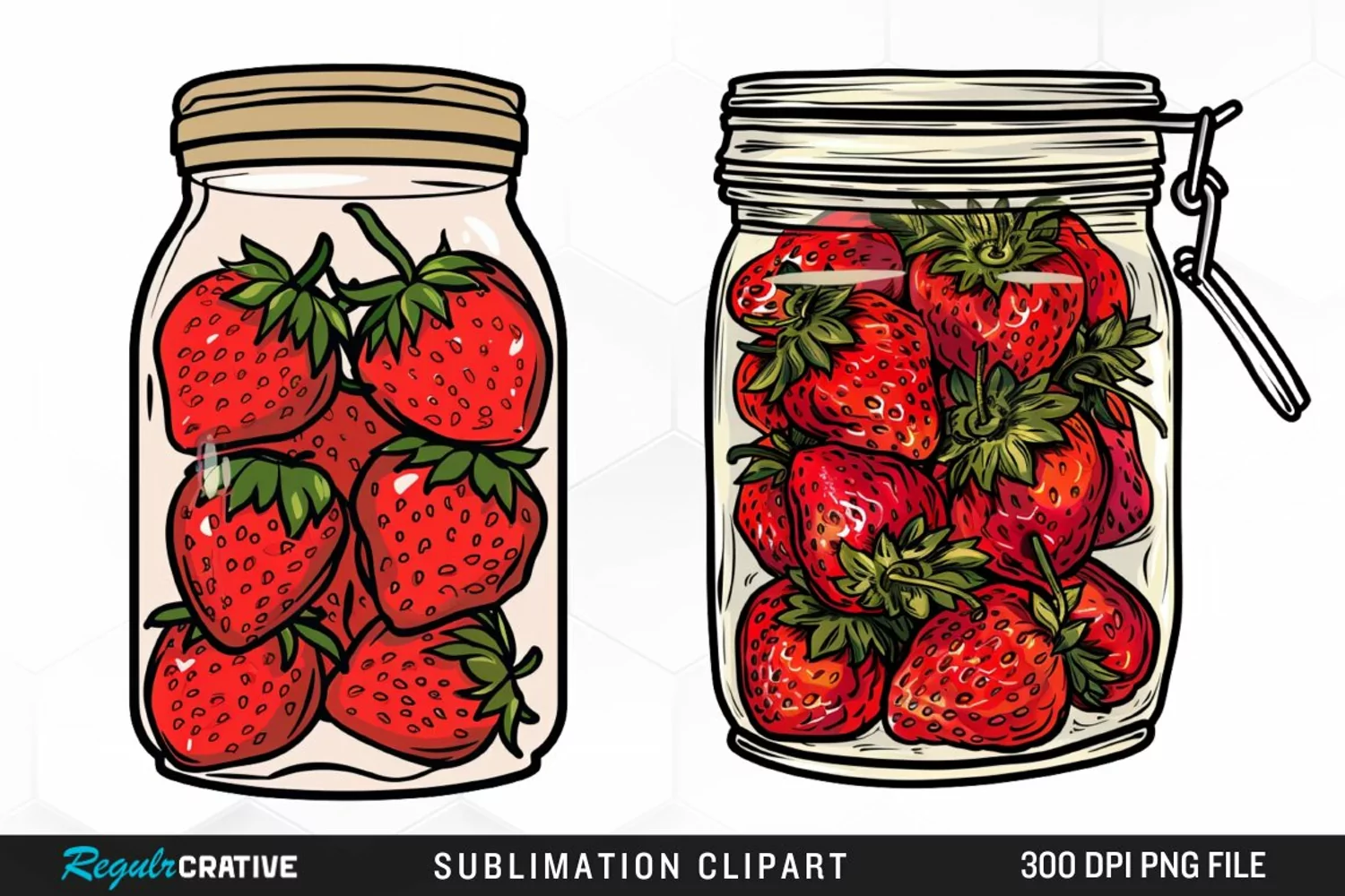Watercolor Strawberry In Jar Graphic Clipart product image 1