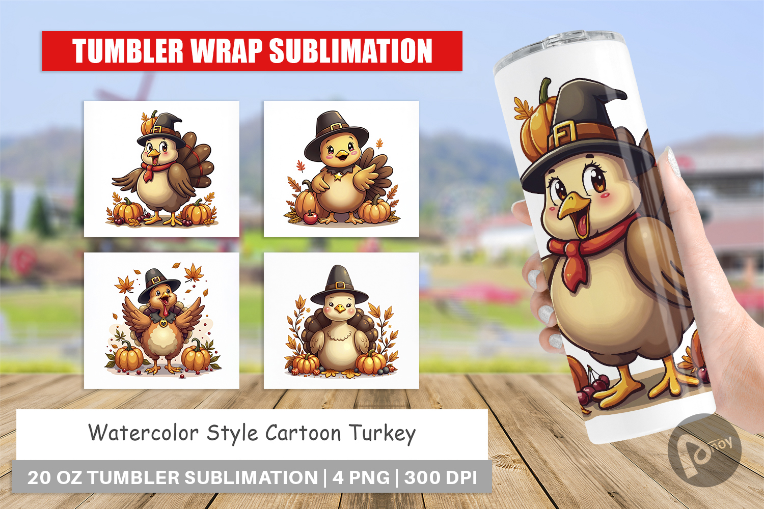 Cartoon Turkey Tumbler product image 1