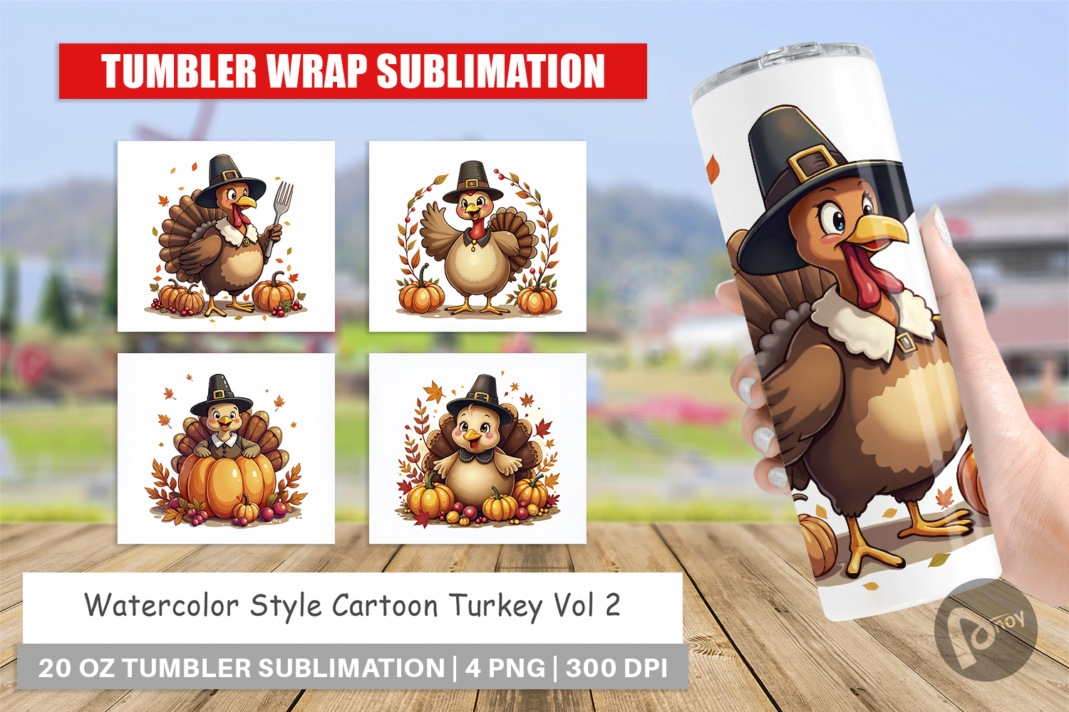 Cartoon Turkey Tumbler product image 1