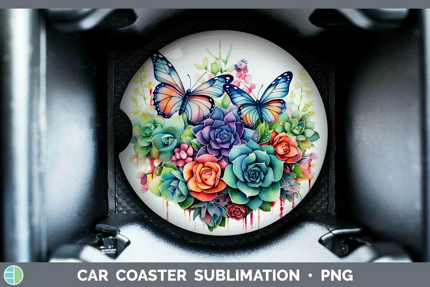 GorgeousWatercolor Car Coaster design.